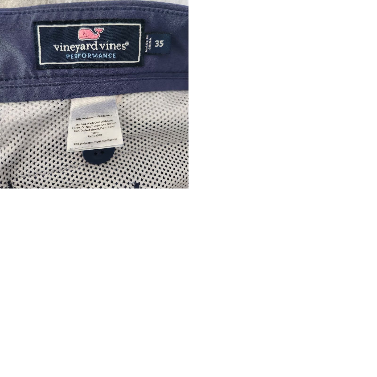 Vineyard Vines Vineyard Vines Breaker Shorts Mens 35 9" Blue Performance Golf Outdoors Chino Pockets Slash Pocket Regular Rise Mid 9 in Vintage No Dept Men Size US 35 - 9 Thumbnail