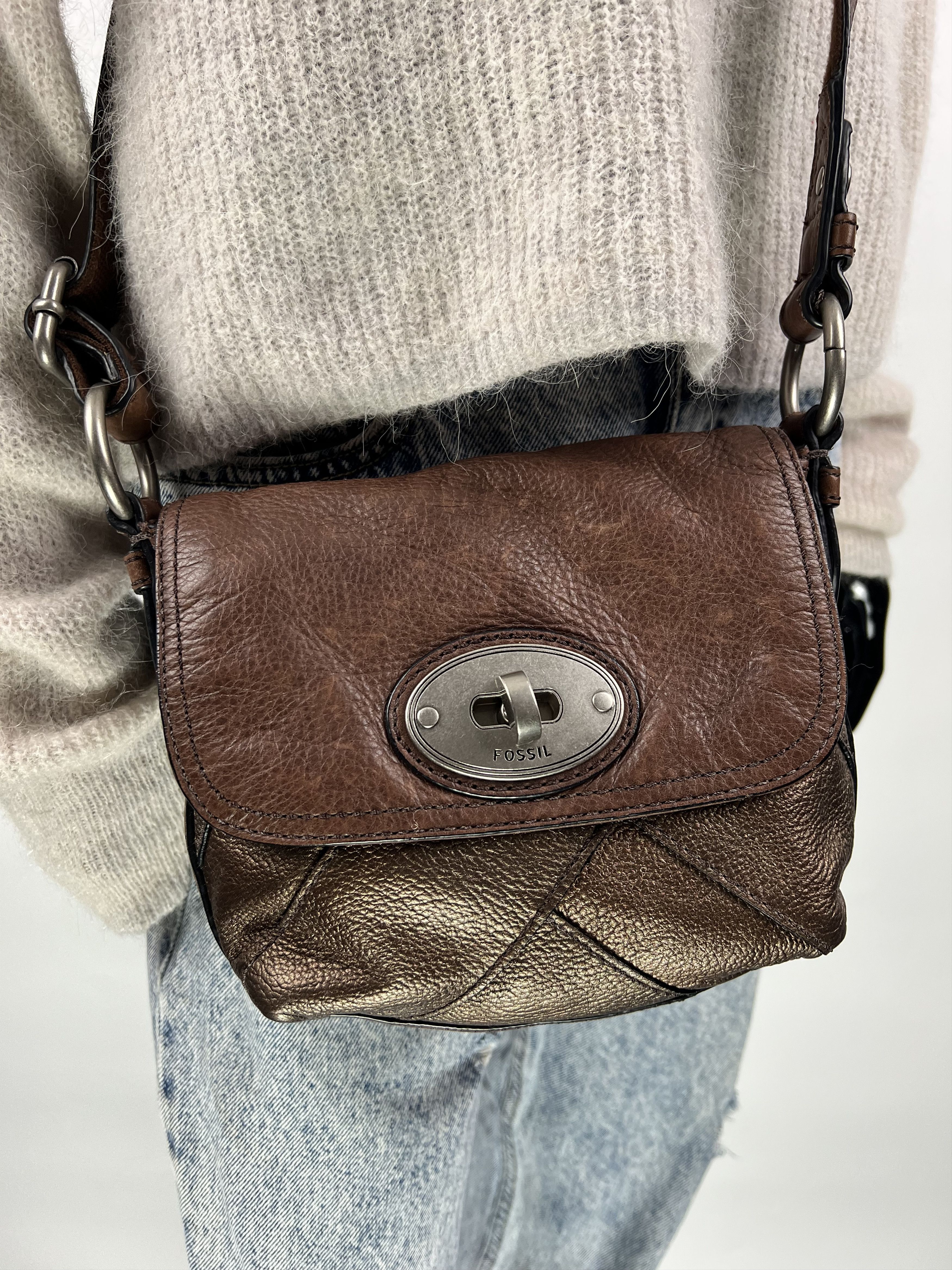 Fossil Brown Leather Crossbody Bag