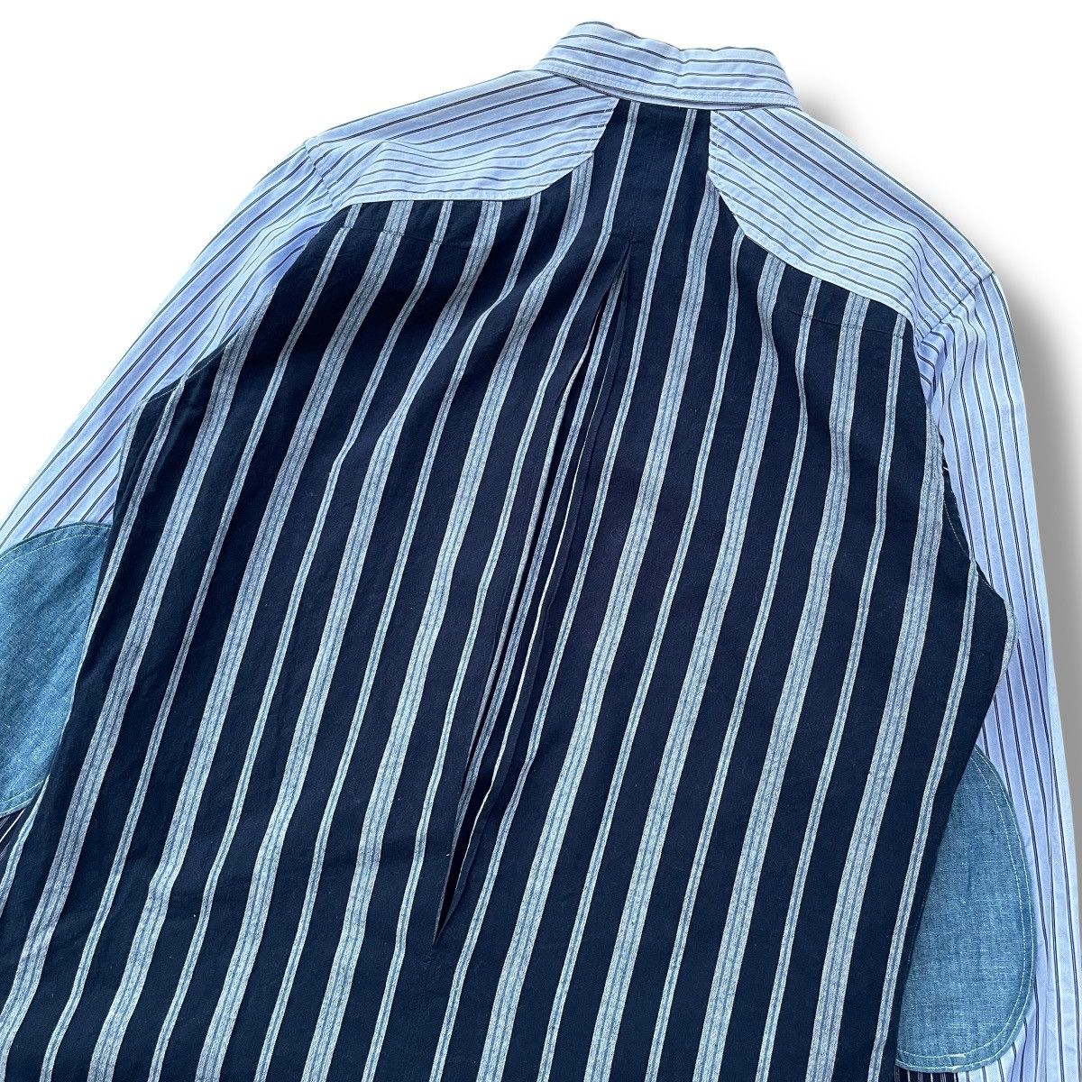 Junya Watanabe Junya Watanabe AD2014 Switching Navy Striped Linen Shirt Size US XS / EU 42 / 0 - 10 Thumbnail