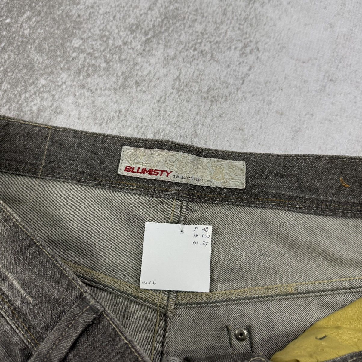 Japanese Brand Y2K BLUMISTY distressed wide denim jeans pants Size US 38 / EU 54 - 8 Thumbnail