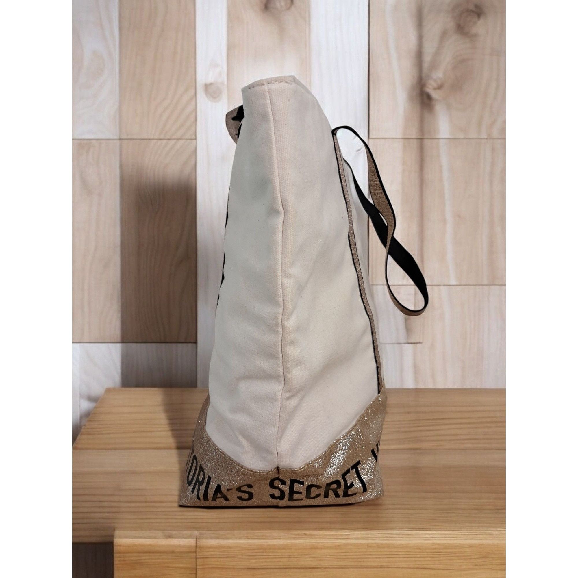 Victoria's Secret Victoria's Secret Sparkle Carryall Canvas Tote with Glittery Size ONE SIZE - 3 Thumbnail