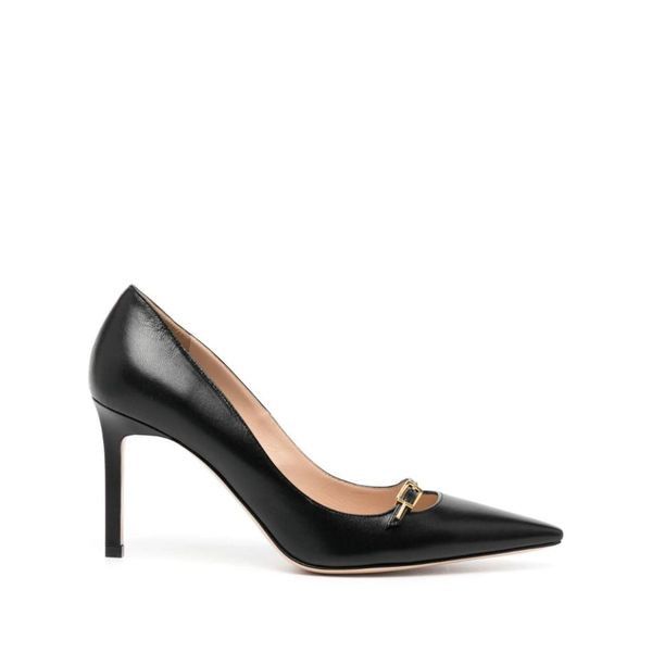 o1w1db11224 W3391 Leather Buckle Pumps in Black