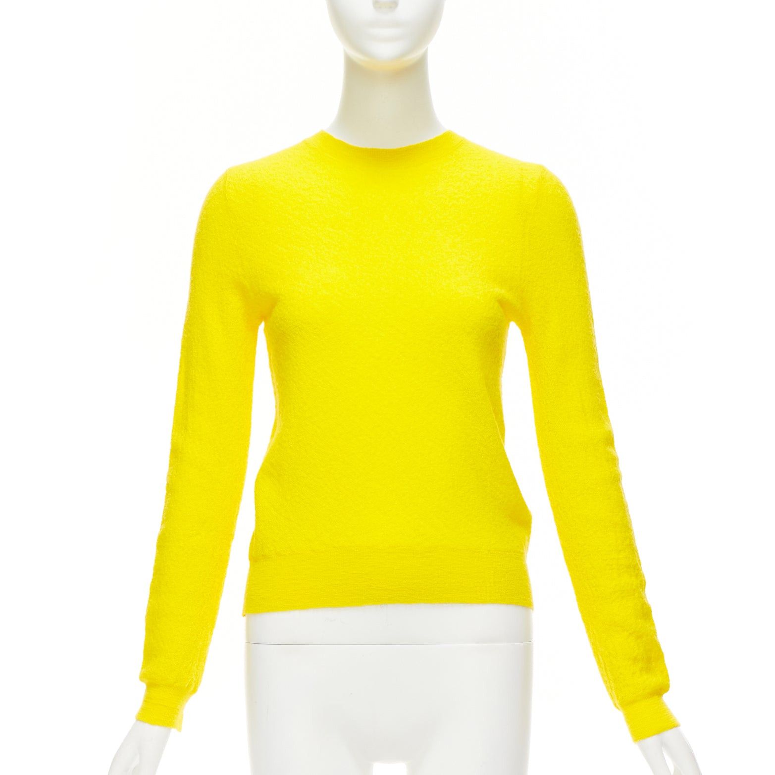 Celine OLD CELINE Phoebe Philo 100% wool sunshine yellow crew neck sweater S Size S / US 4 / IT 40 - 1 Thumbnail