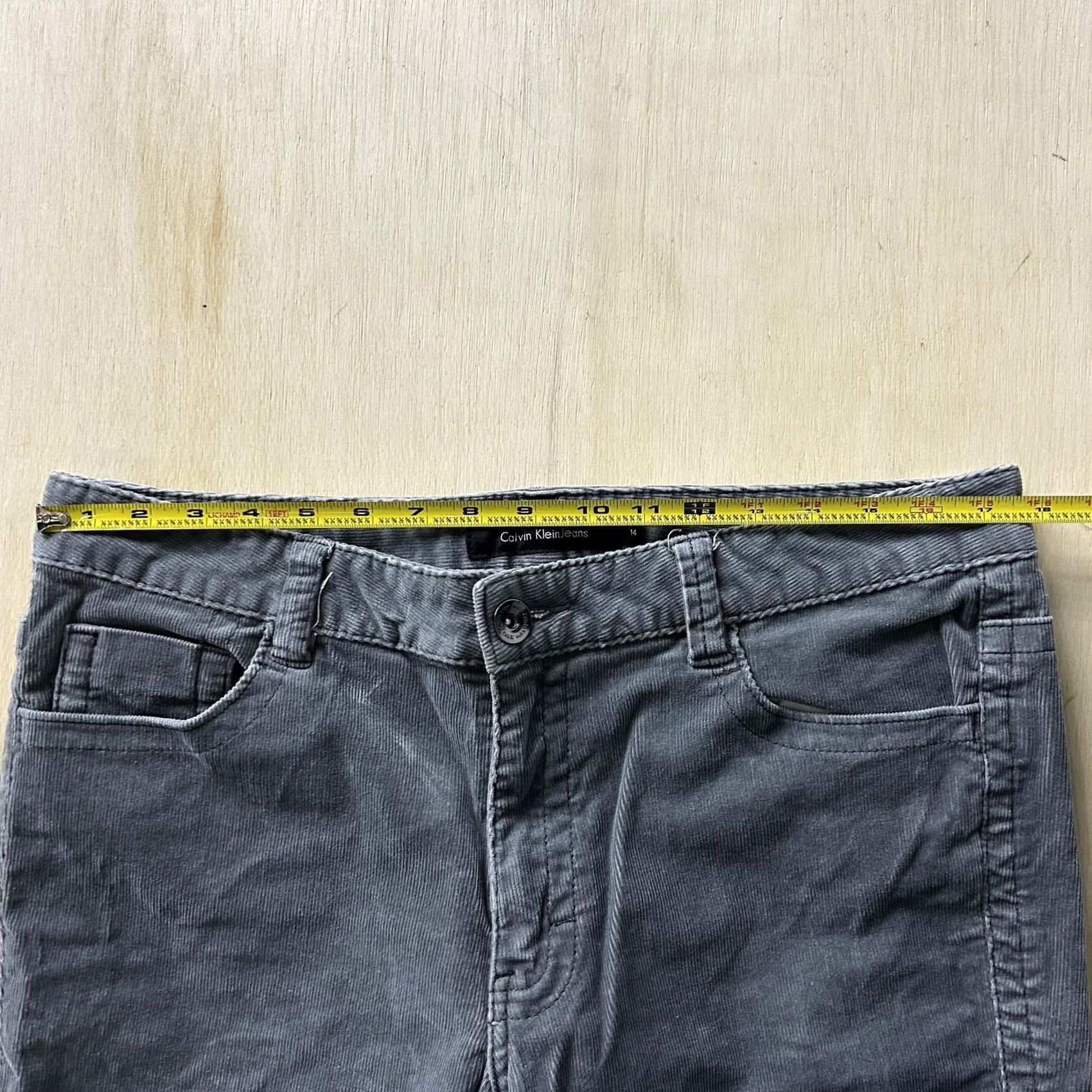 Vintage Calvin Klein Jeans Pants Womens 14 Gray Corduroy Straight Leg Khakis Casual - Pre-Owned Size 36" / US 14 / IT 50 - 4 Thumbnail