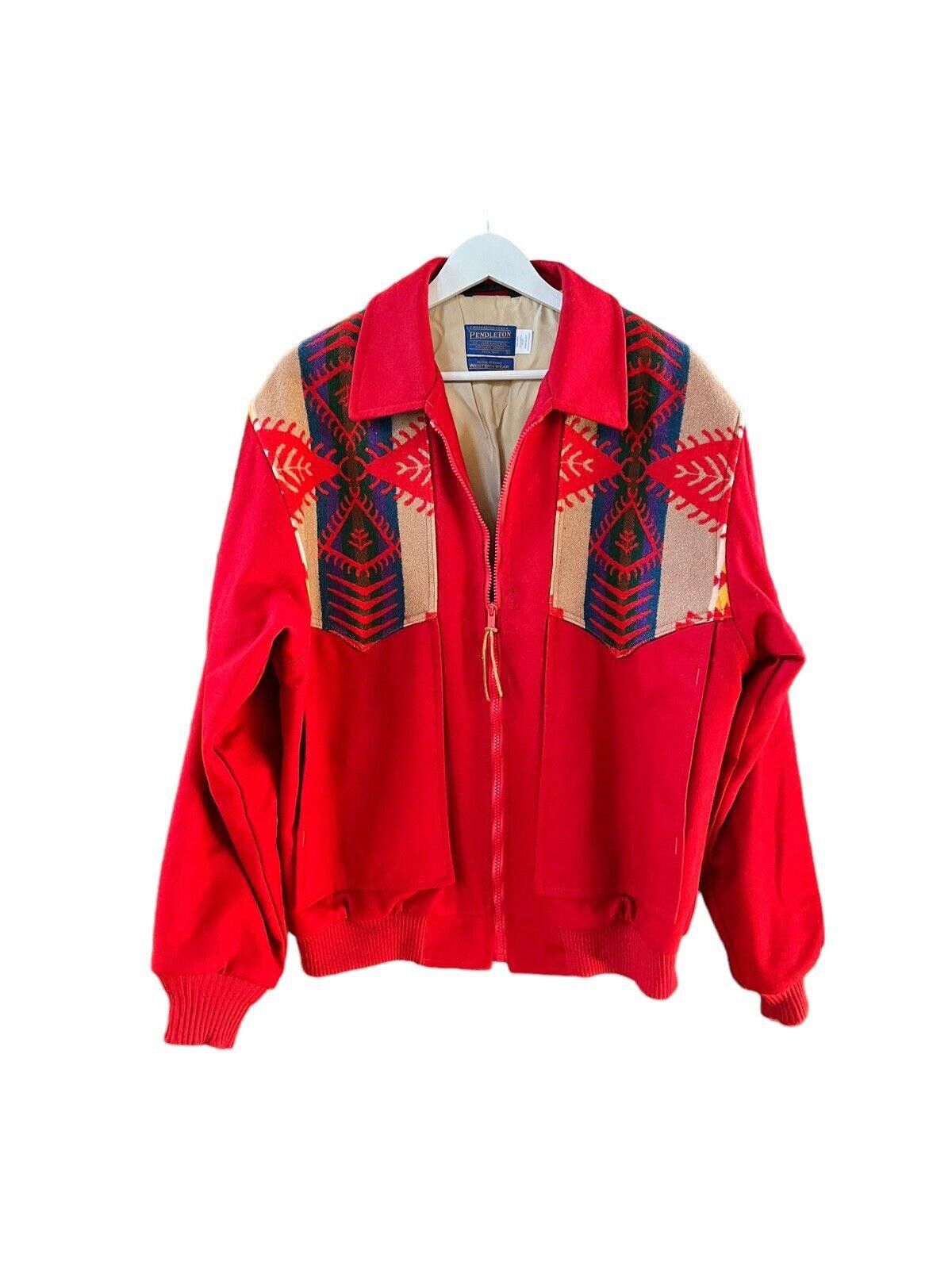 image of 90's Pendleton High Grade Western Wear Aztec Jacket Large in Red, Men's