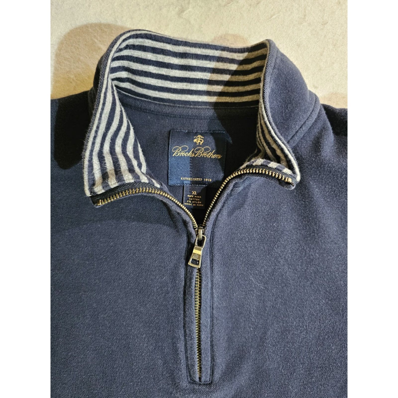 Brooks Brothers Brooks Brothers Signature 1/4 Zip Pima Cotton Mock Neck Pullover Sweater Mens X-Large Blue Size US XL / EU 56 / 4 - 3 Thumbnail