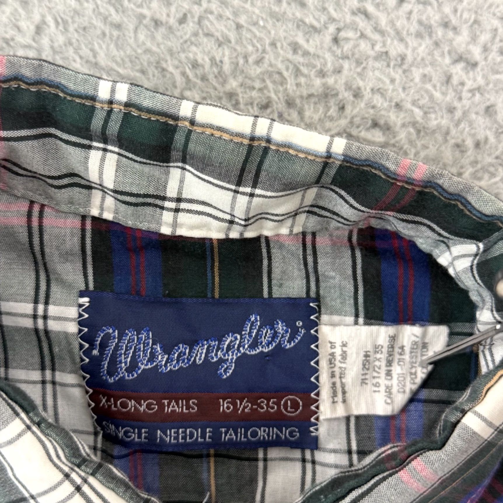 Wrangler VINTAGE Wrangler Shirt Men Large Plaid Long Sleeve 90s Pearl Snap Western X Long Size US L / EU 52-54 / 3 - 6 Thumbnail