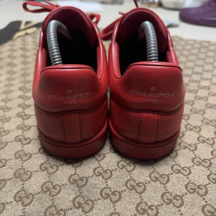 Louis Vuitton Louis Vuitton Red Leather Sporty Sneakers -2508 Size US 7 / EU 40 - 3 Thumbnail