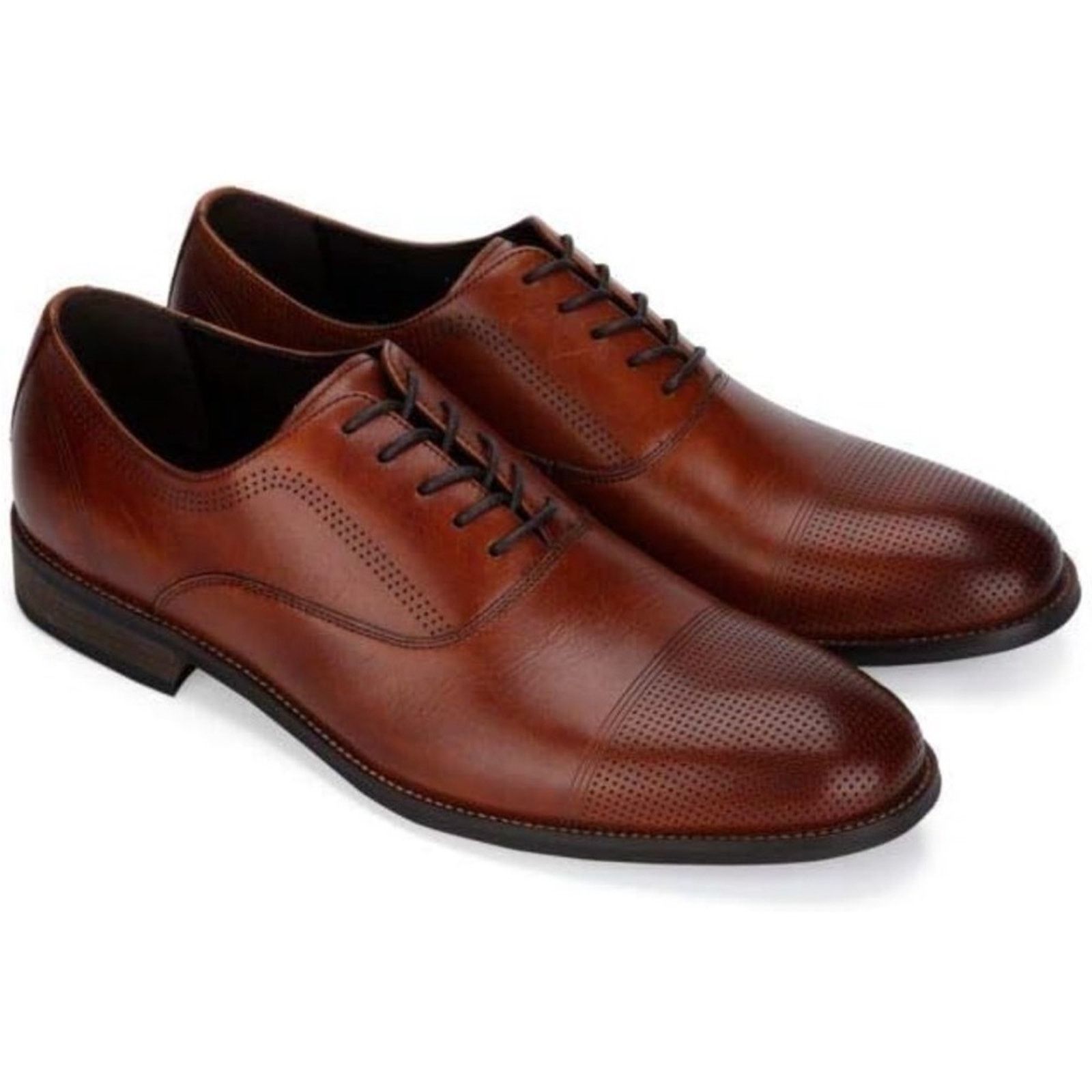 KENNETH COLE Dark Brown Mahogany Leather Derby Oxford Shoes display picture 2