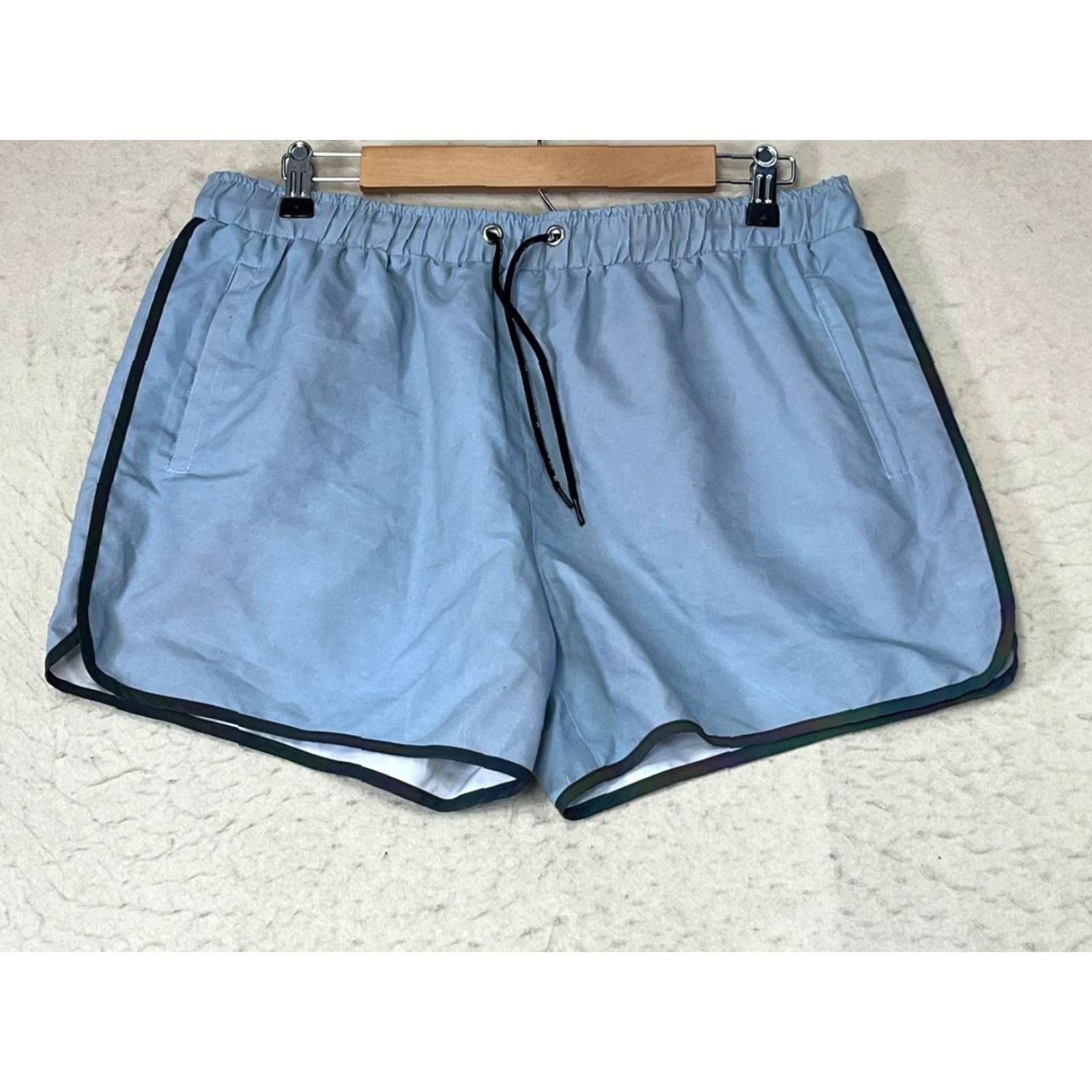Vintage Flexliving Leg Day Mens Trunks Size L Drawstrings Beach Blue 100% Polyester Regular Men Bottom Swim Trunks Size ONE SIZE - 2 Thumbnail