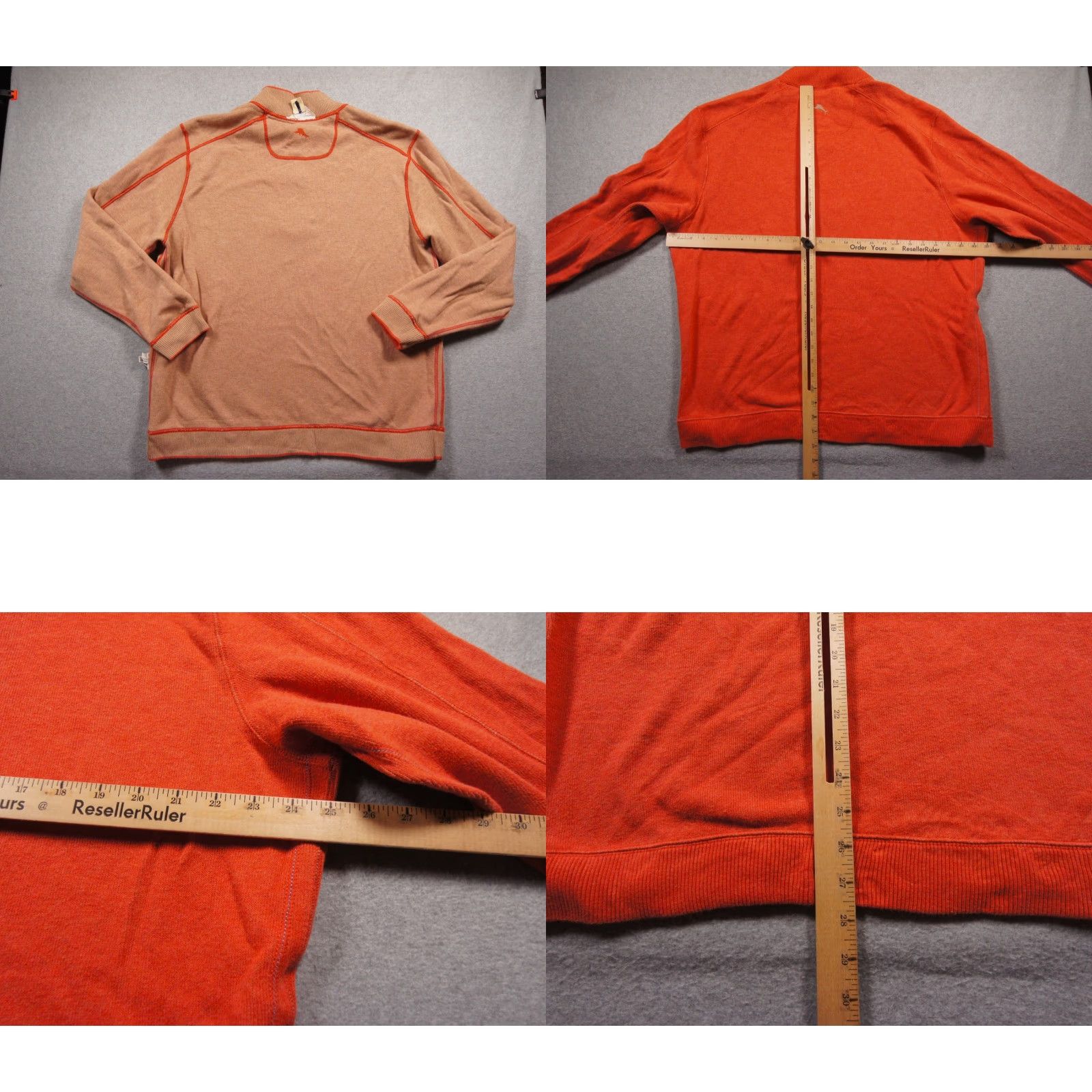 Tommy Bahama VINTAGE no — wait it's not vintage; the item is Tommy Bahama Sweater Mens XL Orange 1/4 Zip Reversible Pullover Knit Adult Size US XL / EU 56 / 4 - 8 Thumbnail