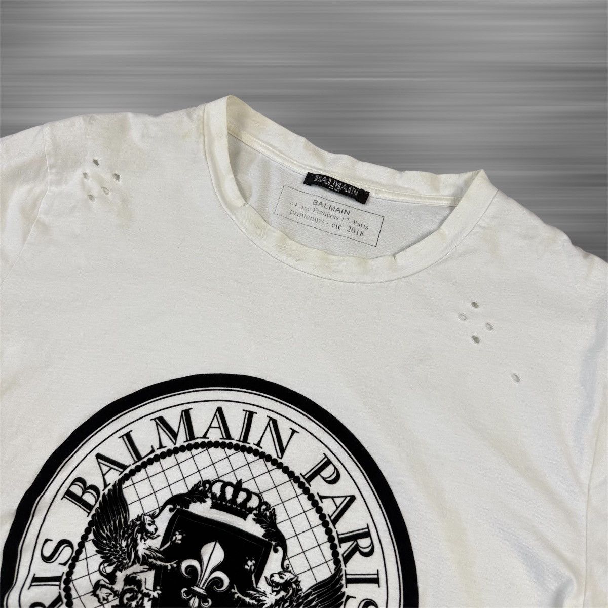 Balmain Balmain SS18 Distressed T-Shirt Size US XL / EU 56 / 4 - 2 Thumbnail