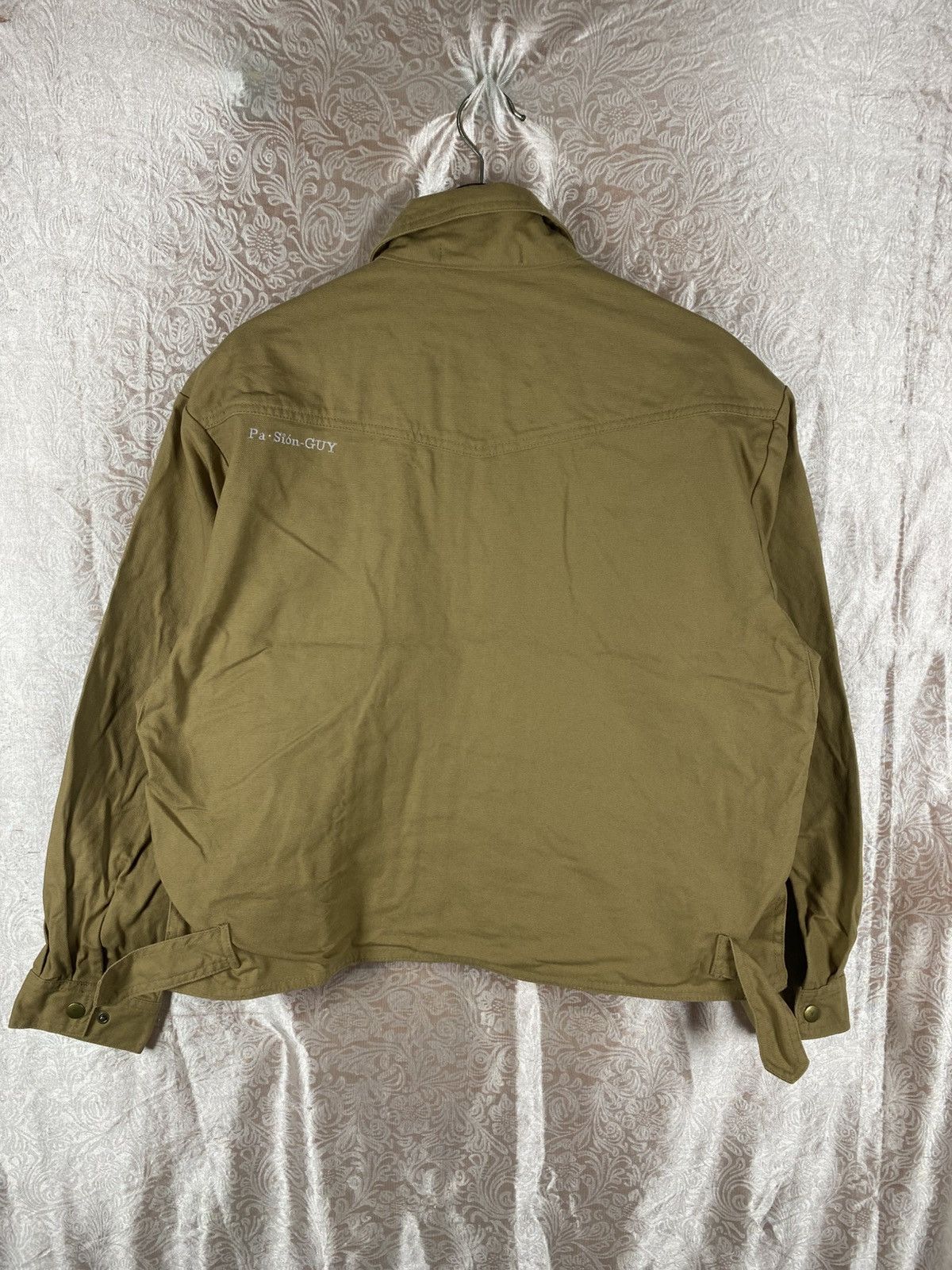 Japanese Brand Vintage Pa·Sión·GUY Khaki Utility Jacket Minimalist Zip Size US L / EU 52-54 / 3 - 12 Thumbnail