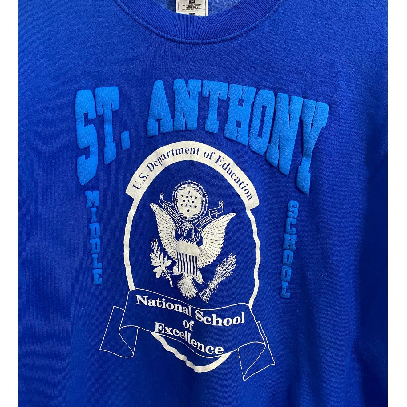 Fruit Of The Loom Vintage St. Anthony Middle School Crewneck Sweatshirt Size US XXL / EU 58 / 5 - 2 Thumbnail