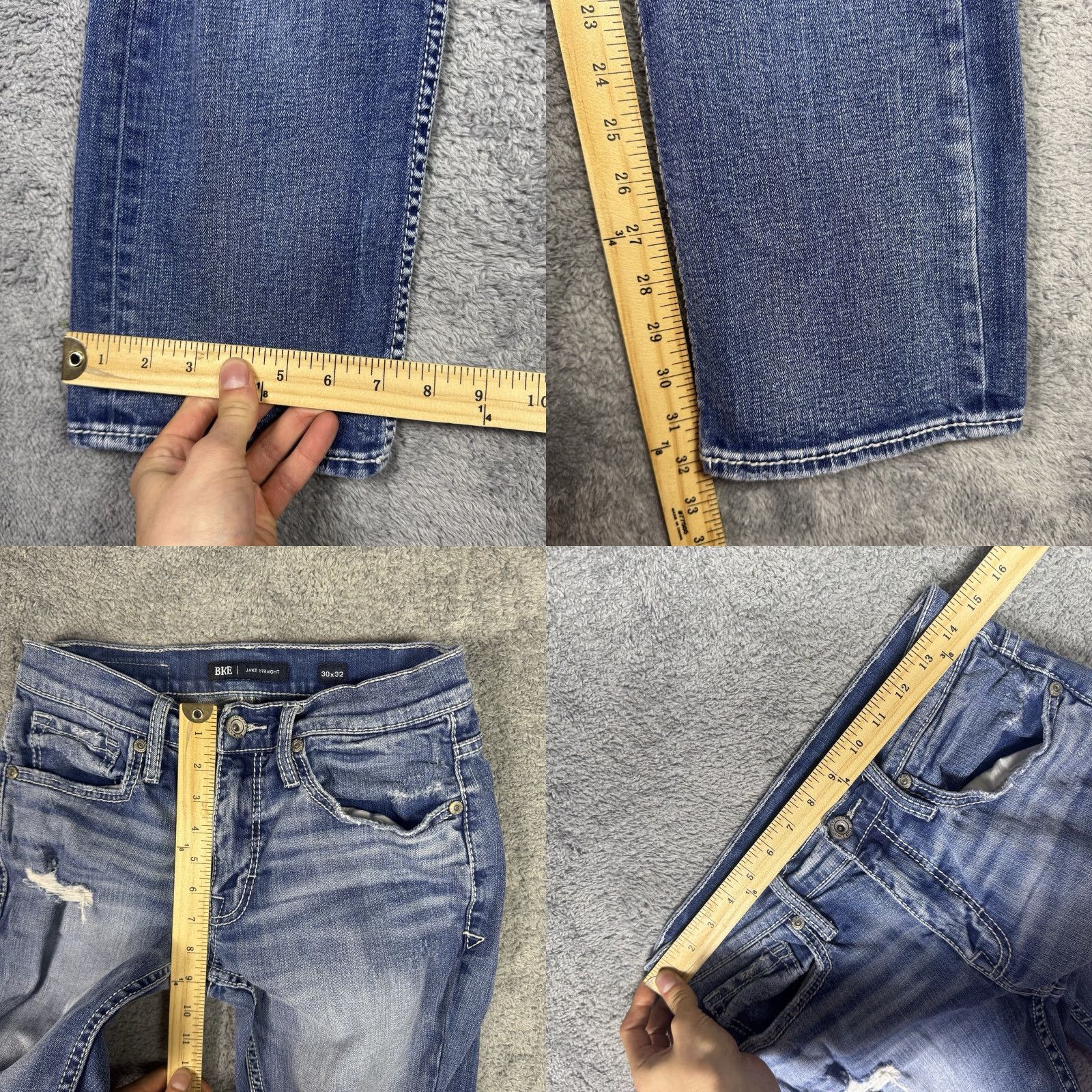 BKE BKE Jeans Mens 30x32 Straight Buckle Whisker Medium Distressed Denim Cowboy Shirt Size US 30 / EU 46 - 8 Thumbnail