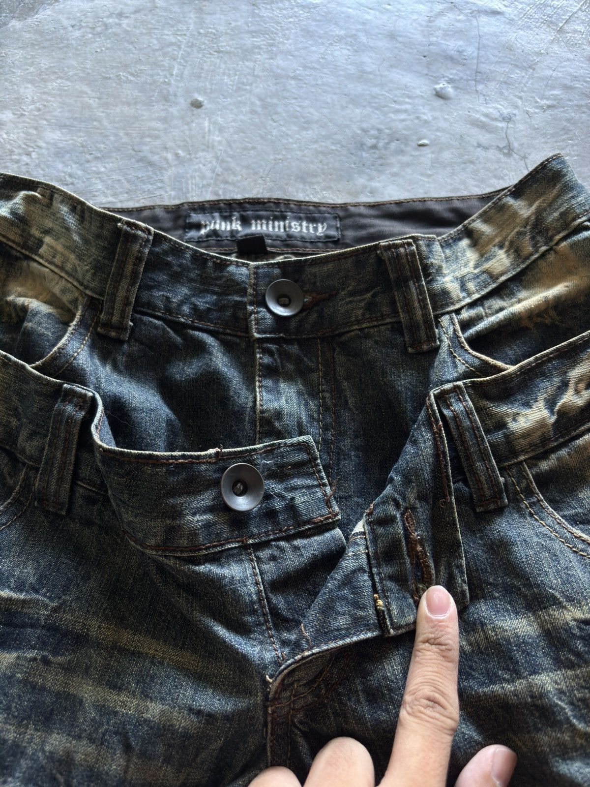 If Six Was Nine PUNK MINISTRY double waist crazy rusty wash japanese mudmax Size US 31 - 3 Thumbnail