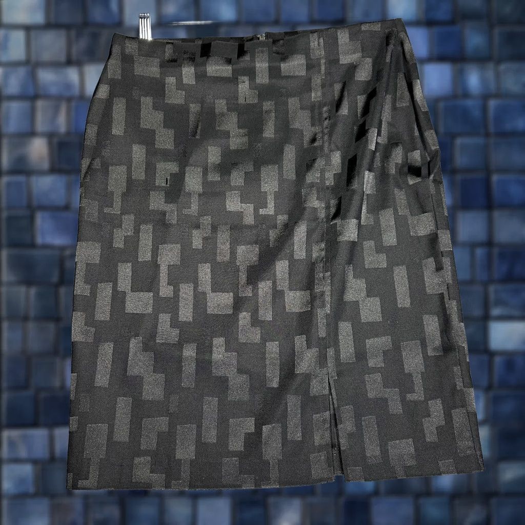 Vintage LAUREN VIDAL Skirt Womens T2 6 Black Pencil Print Vent Back Zip Geometric Size 28" / US 6 / IT 42 - 1 Thumbnail