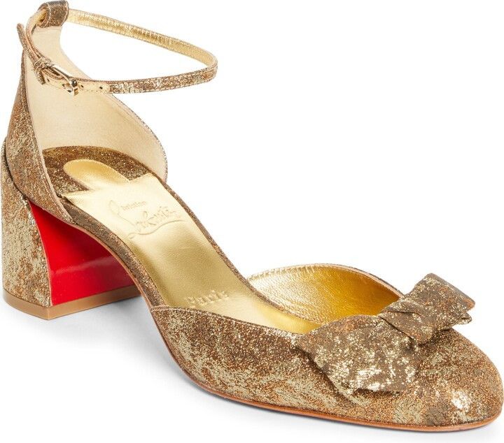 Christian Louboutin os11x0126 Jane Bow Pumps in Gold Size US 9 / IT 39 - 2 Thumbnail