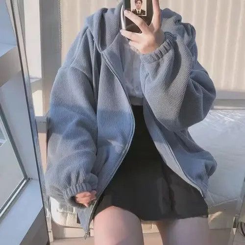 Japanese Brand Solid Loose Zip-up Hooded Sweatshirts Size L / US 10 / IT 46 - 4 Thumbnail