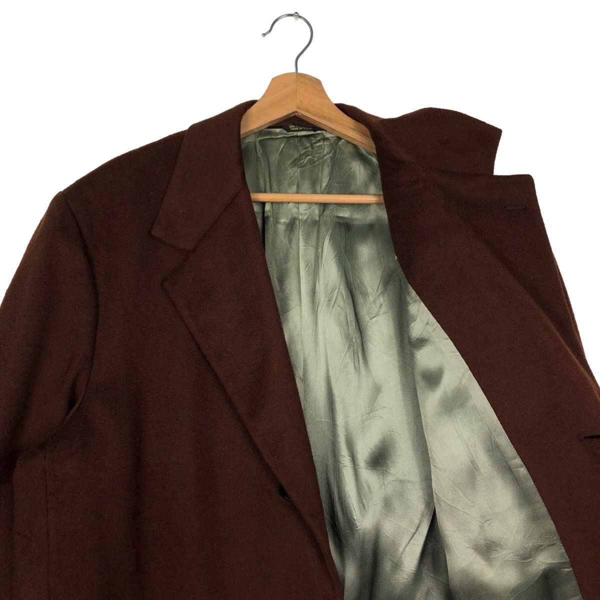 Japanese Brand 🔥Rich Brown - Long Fly Coats Wool Double Breast Green Label Size US M / EU 48-50 / 2 - 9 Thumbnail