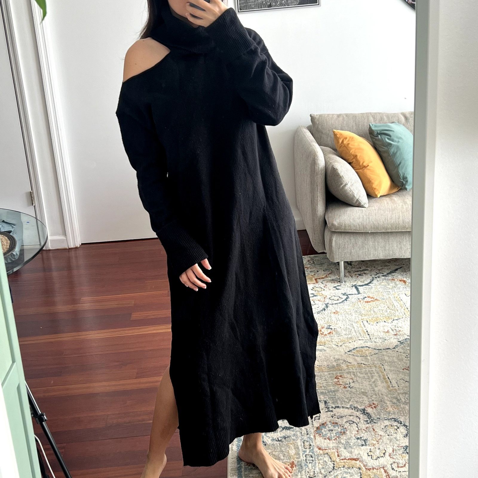 Paige Paige Raundi Sweater Dress Midi Turtleneck Cold Shoulder L Size L / US 10 / IT 46 - 2 Thumbnail