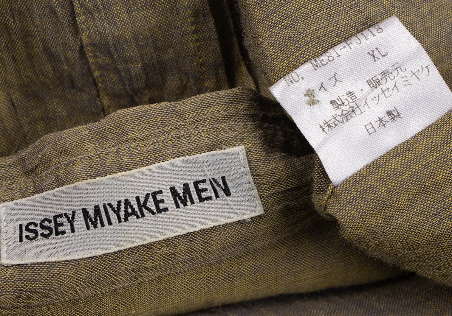 Issey Miyake Linen Long Sleeve Shirt in Yellow-Grey, Size XL Size US XL / EU 56 / 4 - 14 Thumbnail