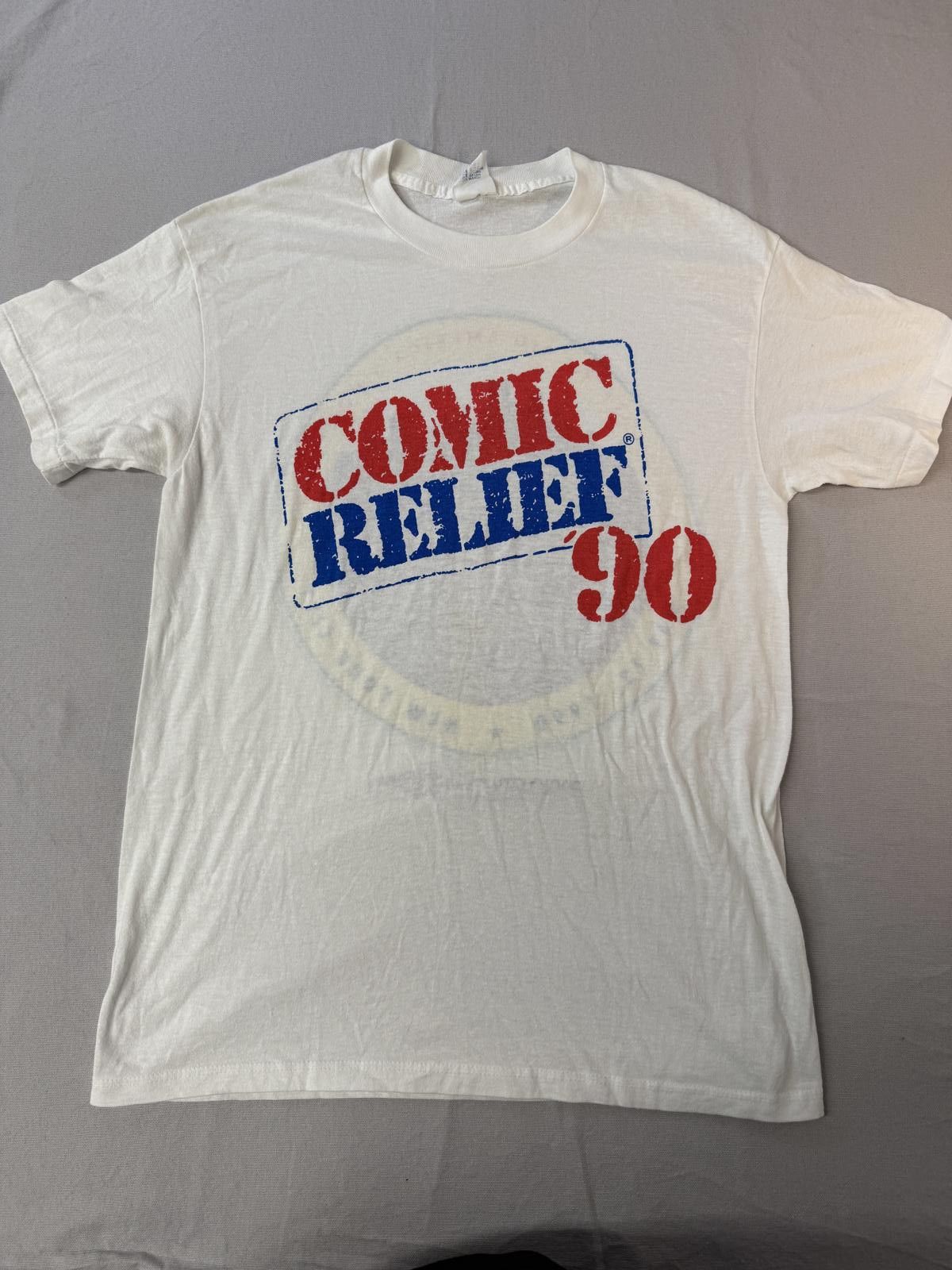 Designer VTG Comic Relief T-shirt 1990 Aid Americas Homeless Tee - L Size US L / EU 52-54 / 3 - 1 Thumbnail