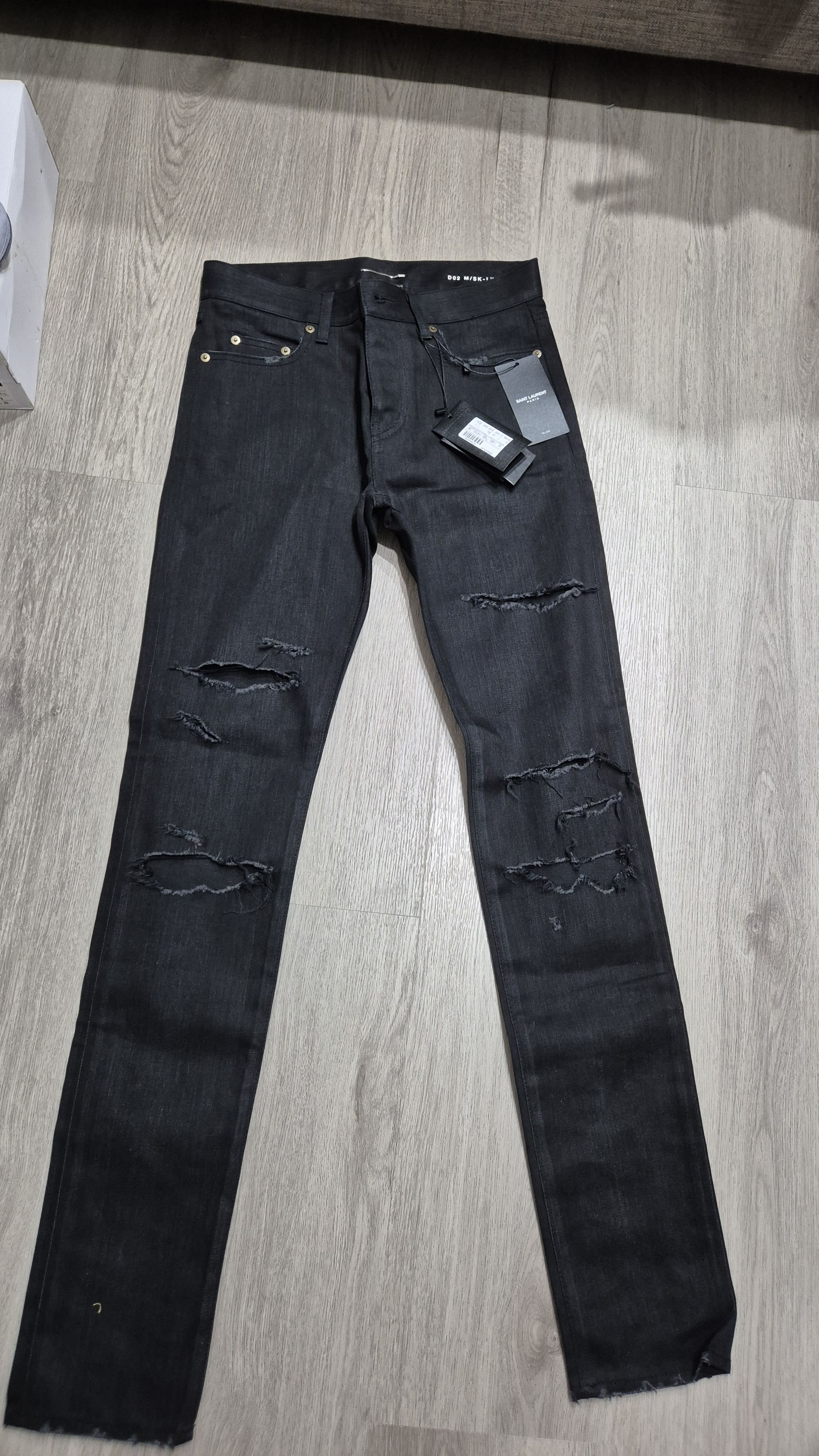 Saint Laurent Paris D02 Black Trash Ripped Denim Jeans LAST DROP SS16 HEDI Size US 29 - 1 Thumbnail