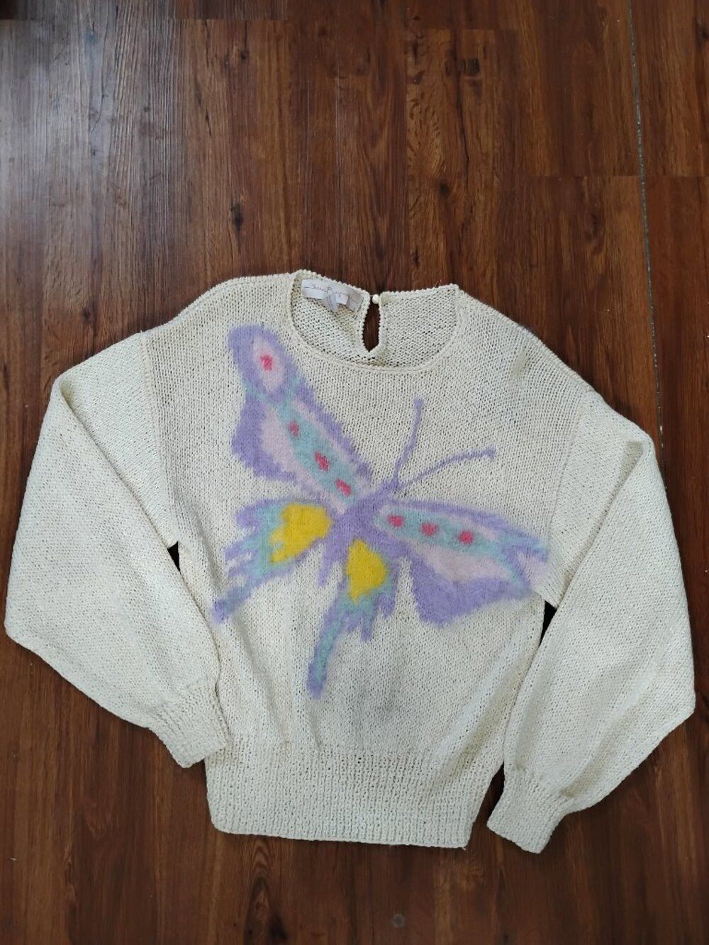 Other Vintage Sheila Raymond Butterfly Wool Sweater Size L / US 10 / IT 46 - 2 Thumbnail
