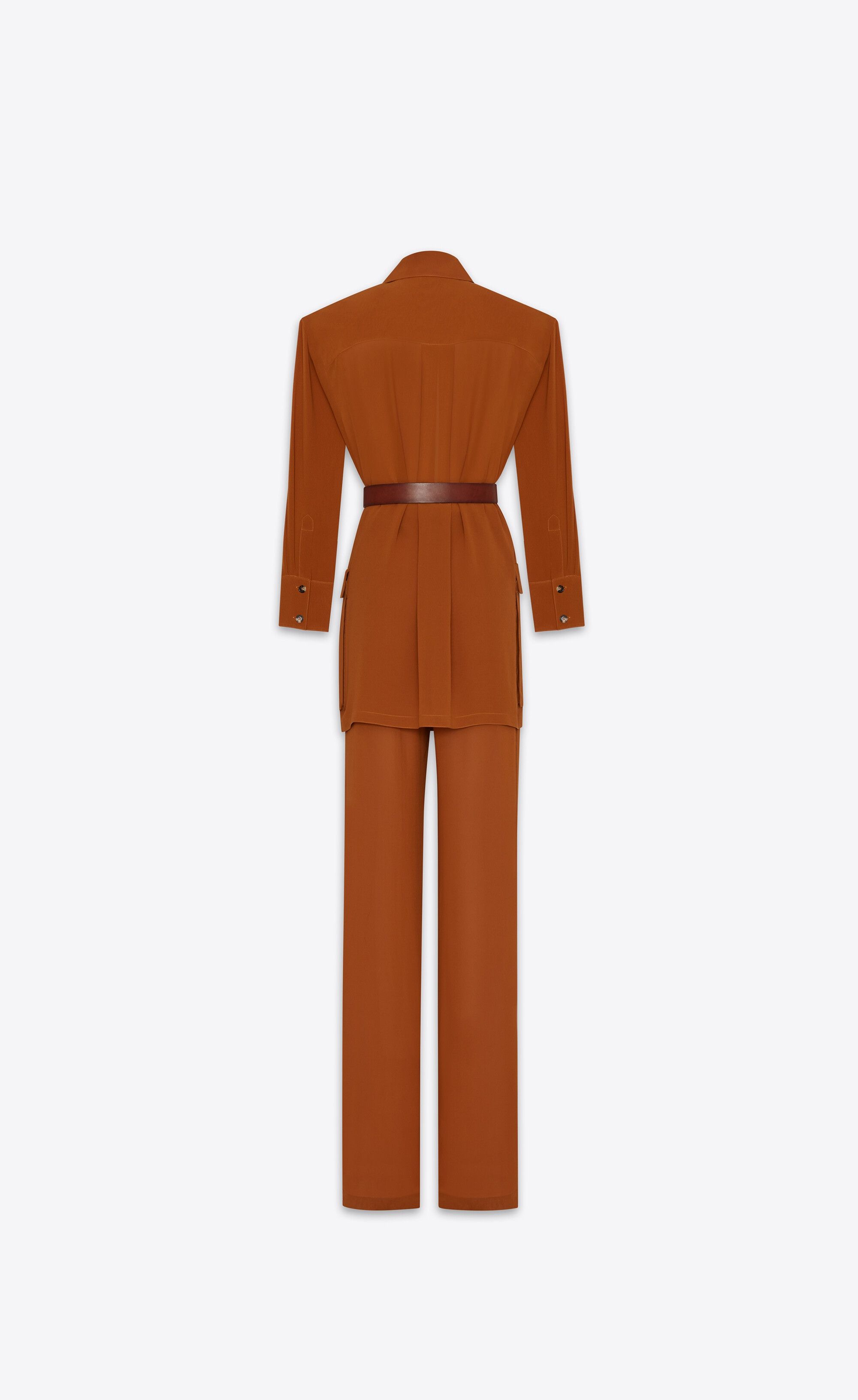 Saint Laurent Paris o1s1wg110625 Dup / 792871 Shirt And Pant Set in Silk Crepe Size XS / US 0-2 / IT 36-38 - 6 Thumbnail