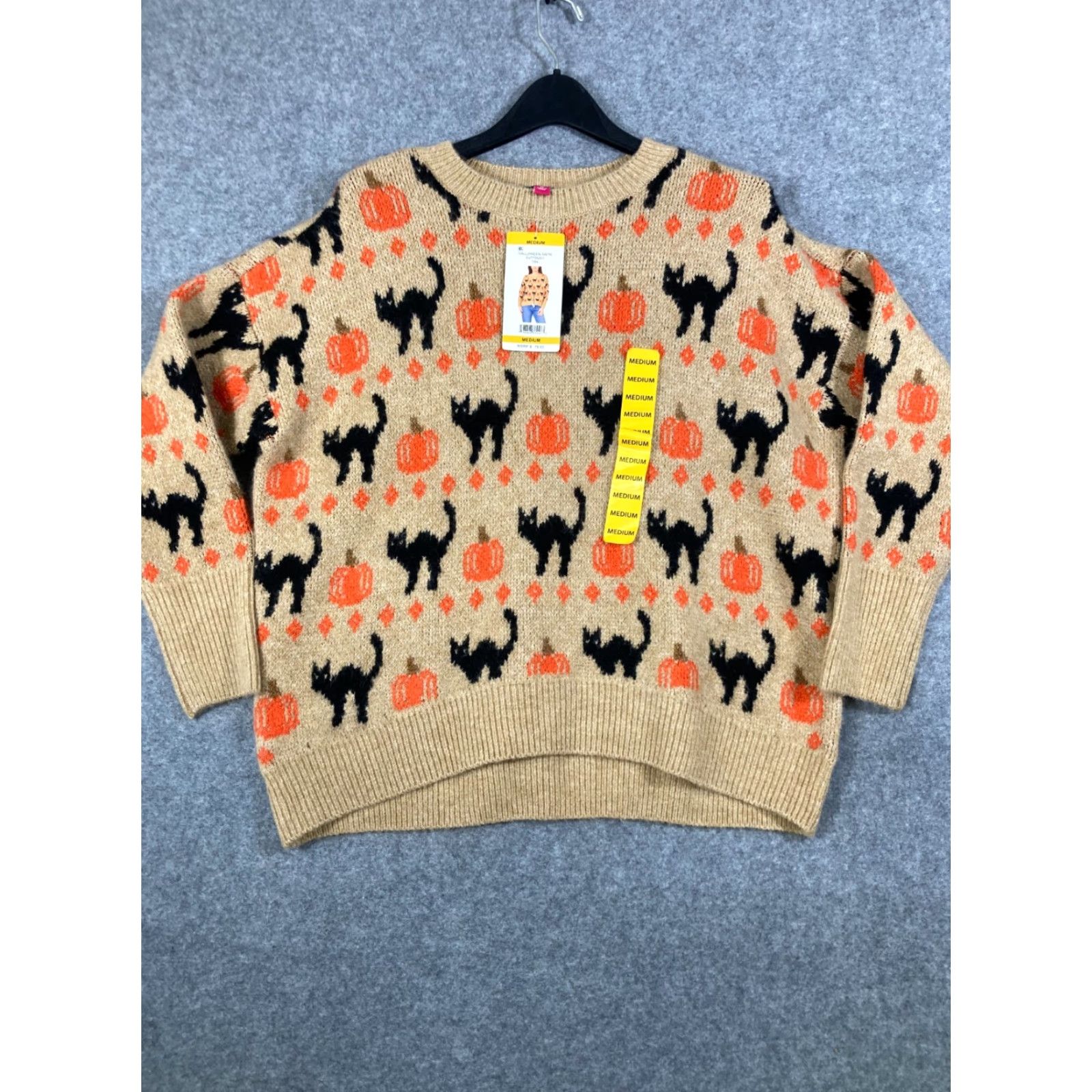 Vince Camuto Vince Camuto Pullover Halloween Sweater Womens Medium Tan Knit Crew Neck NWT Size M / US 6-8 / IT 42-44 - 3 Thumbnail