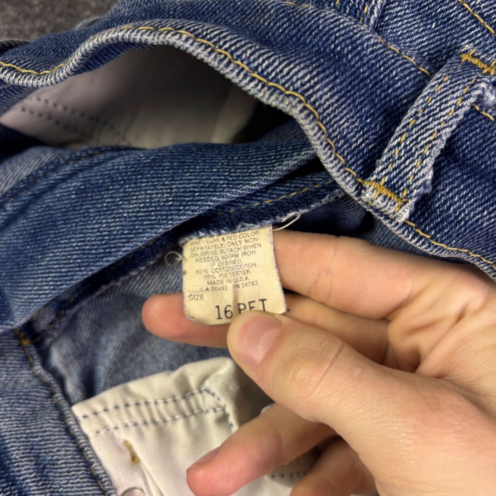 Lee VINTAGE Lee Jeans 5-Pocket High Rise 16P Blue Denim Made in USA Women Size 38" / US 16 / IT 52 - 6 Thumbnail