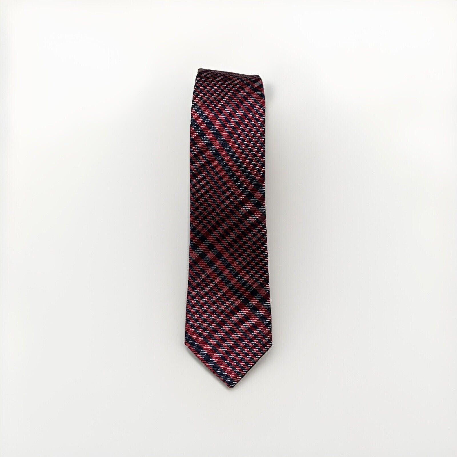 Ben Sherman Ben Sherman Men’s Red Blue Plaid Print Silk Neck Tie Size ONE SIZE - 1 Thumbnail