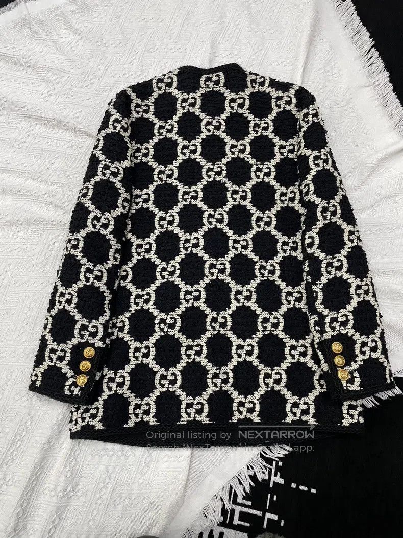 Gucci Gucci Black and white full logo full double G tweed coat Size XS / US 0-2 / IT 36-38 - 3 Thumbnail