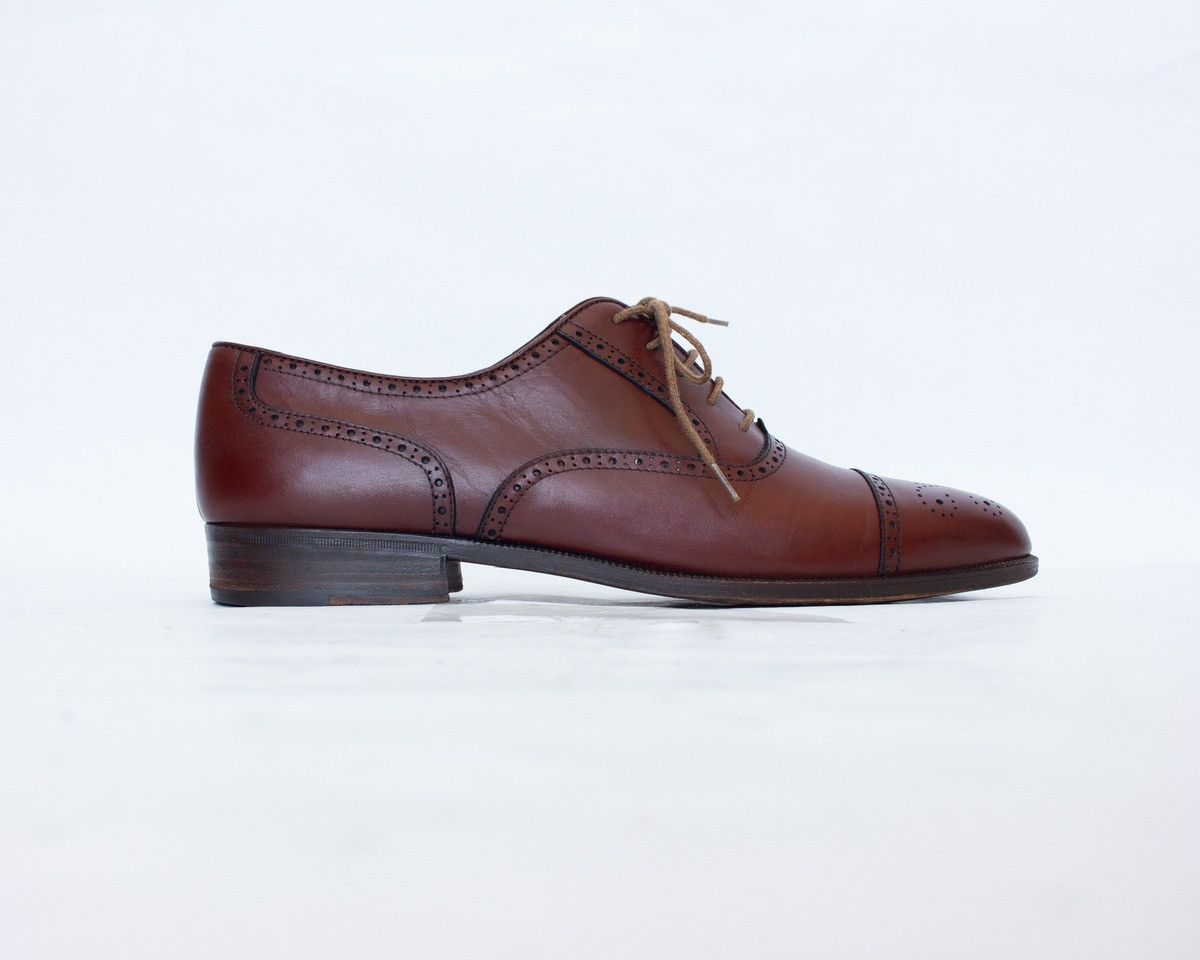Salvatore Ferragamo Salvatore Ferragamo Brown Leather Oxford Cap Toe Brogue Size US 9.5 / EU 42-43 - 3 Thumbnail