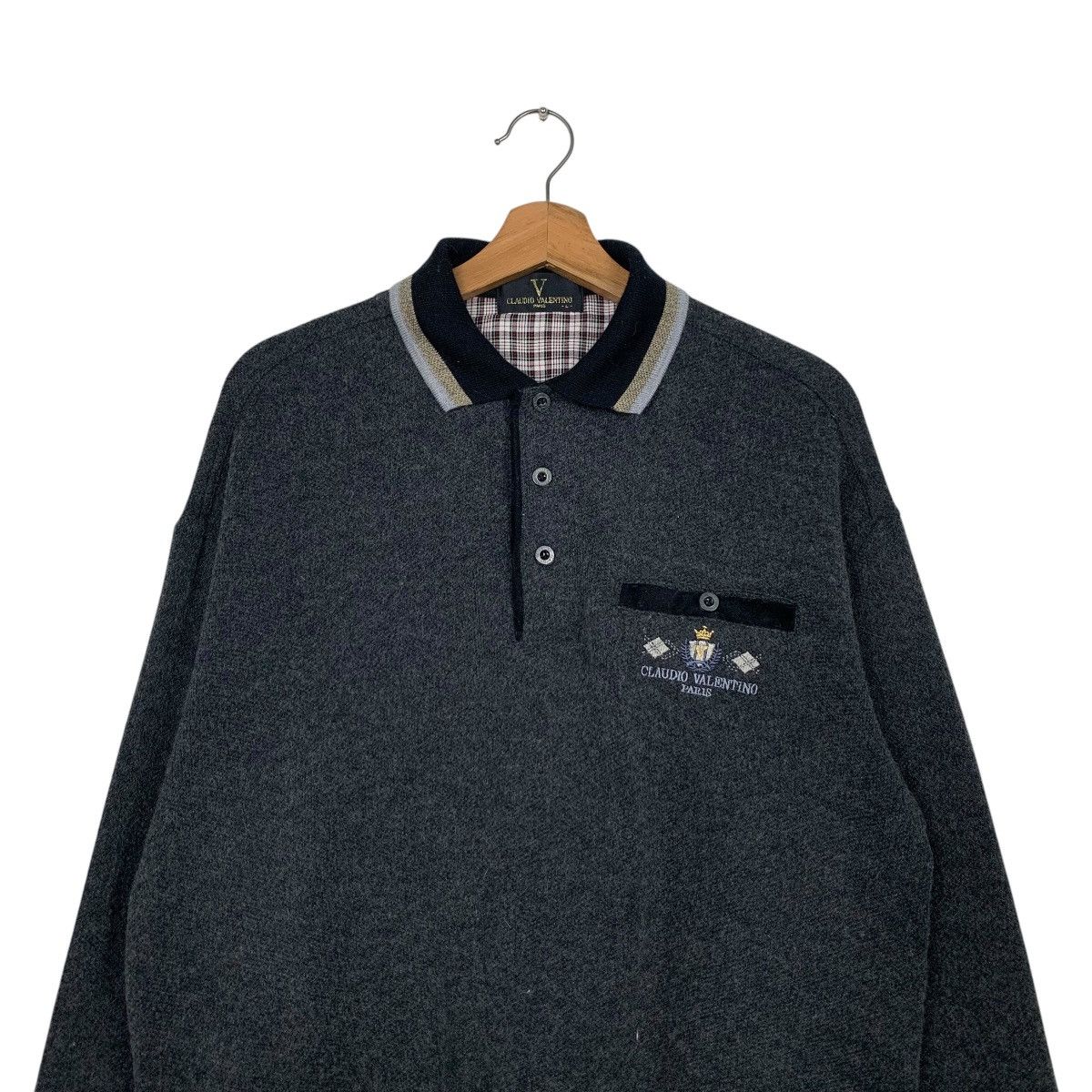 Vintage 90's CLAUDIO VALENTINO Half Button Sweatshirt #2524-C114 Size US L / EU 52-54 / 3 - 2 Thumbnail
