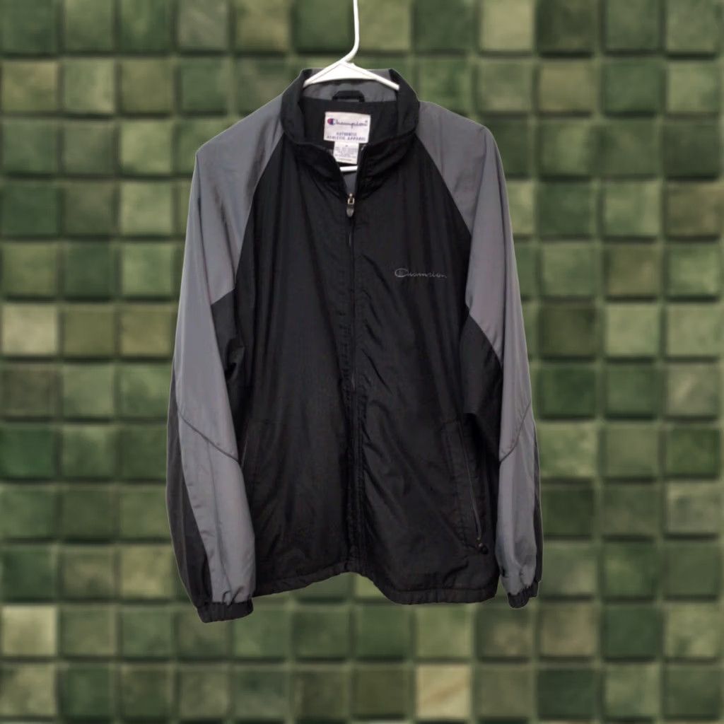 Champion Jacket Mens Medium Black Full Zip Lined Polyester Activewear, Men's