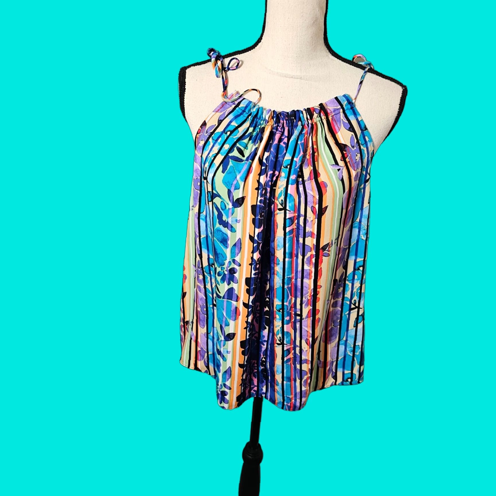 Laundry by Shelli Segal Laundry by Shelli Segal Camisole Tank Shirt Sleeveless Spaghetti Strap Cami Slim Multicolor Floral Woman/S Ladies? Size S / US 4 / IT 40 - 1 Thumbnail