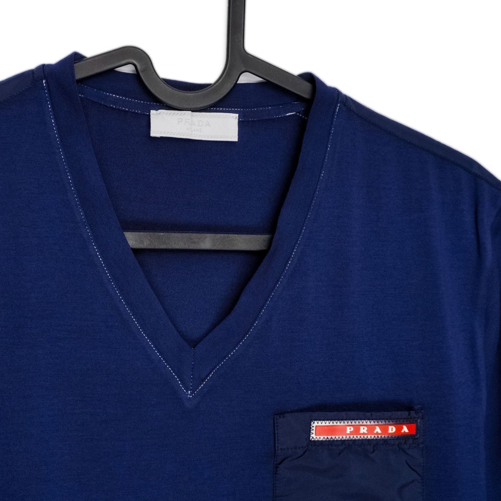 Prada Prada Linea Rossa Red Tab Logo Nylon Pocket Tee Shirt Size US S / EU 44-46 / 1 - 4 Thumbnail