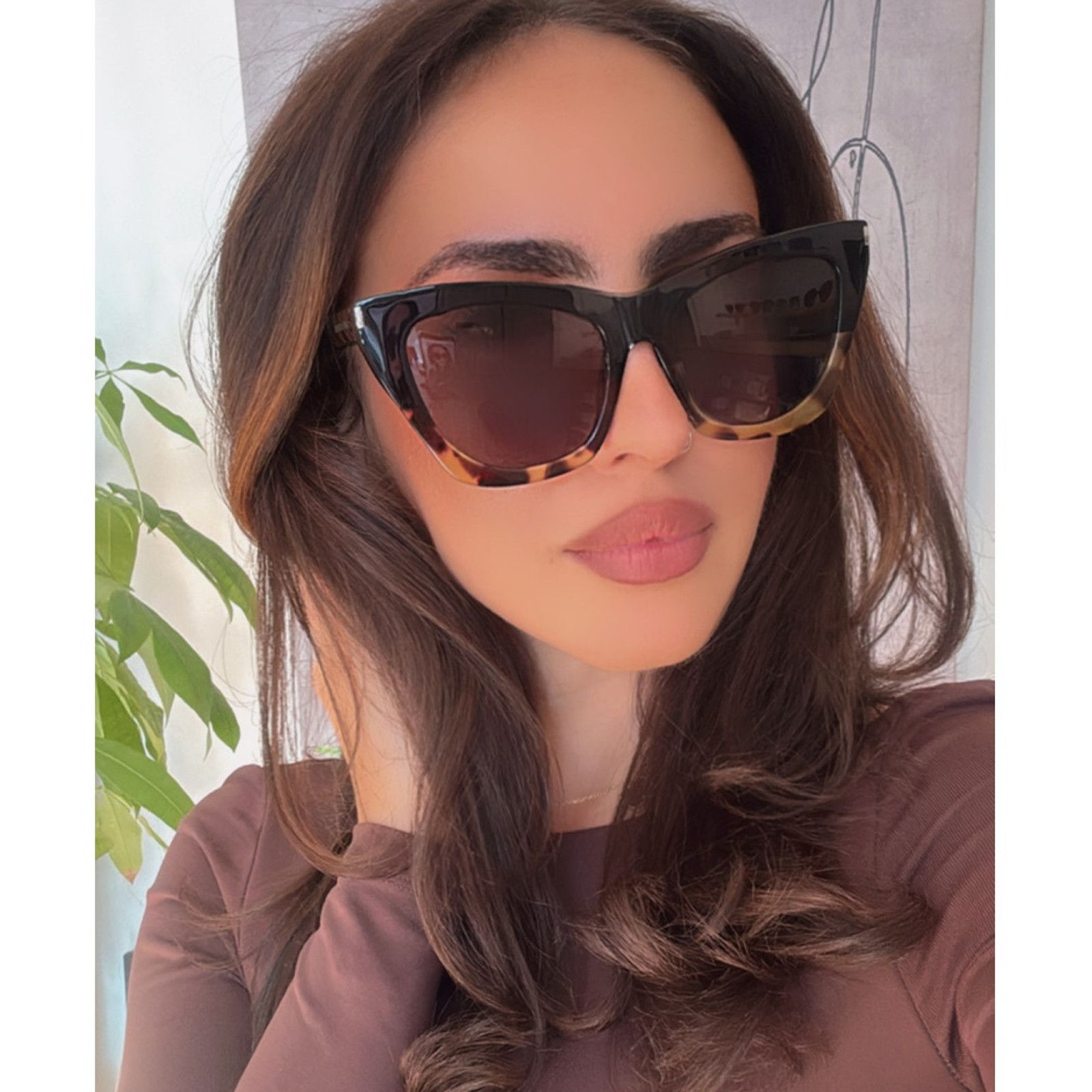 Saint Laurent Paris NEW Saint Laurent SL214 Kate Sunglasses in Black Havana Size ONE SIZE - 2 Thumbnail