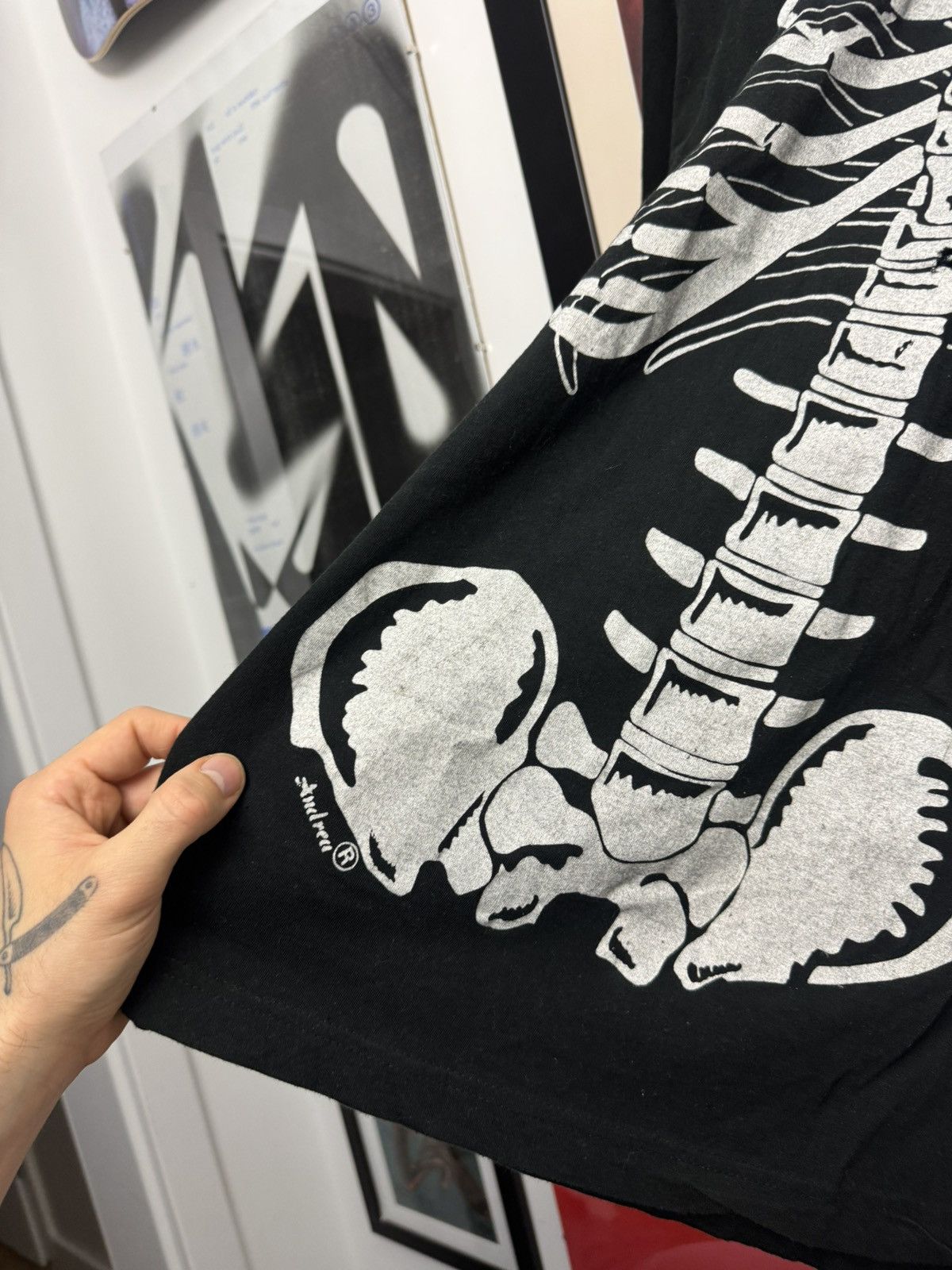 Vintage Vintage 90s Skull Skeleton Bones Black Tee Affliction Style Size US L / EU 52-54 / 3 - 4 Thumbnail