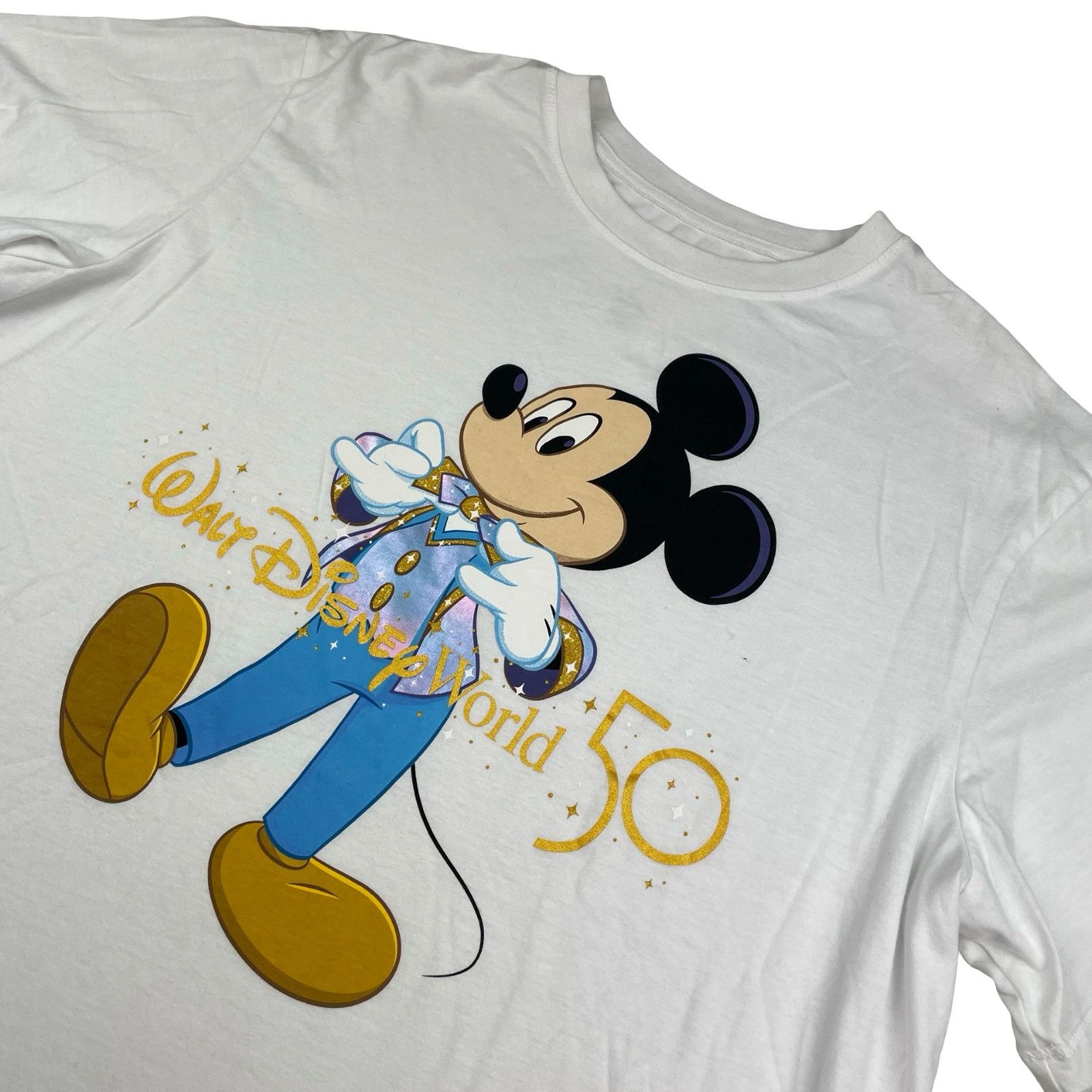 Disney Walt Disney World 50th Anniversary Gold Glitter Mickey S/S T Size US XL / EU 56 / 4 - 1 Thumbnail