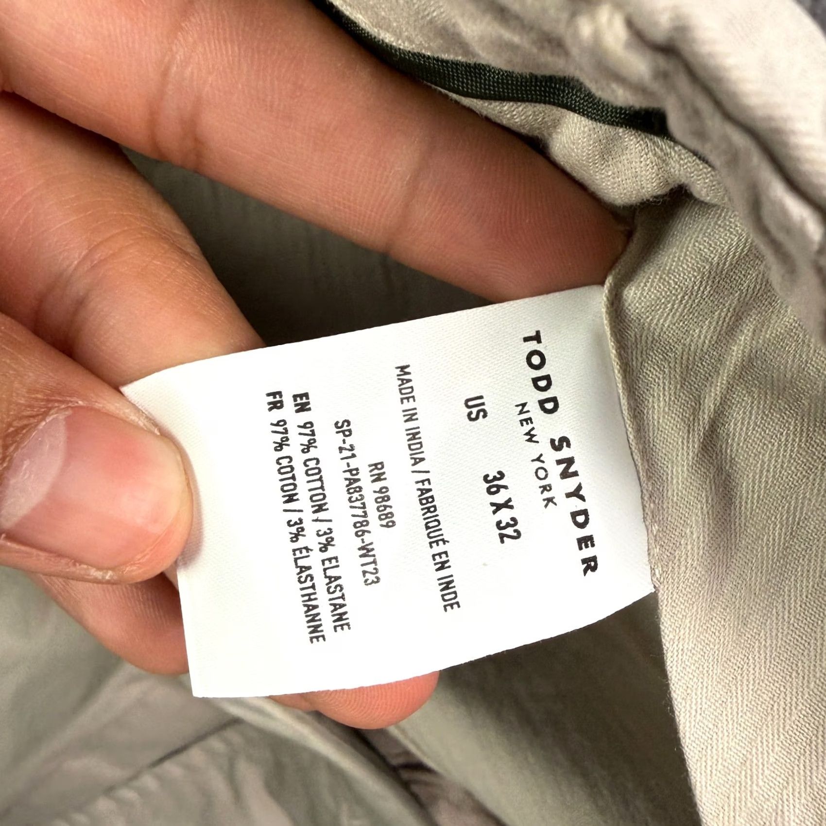 Todd Snyder Todd Snyder Pants Mens 36x32 Bone Khaki Tab Front Chino Straight Fit Stretch Slimming Pockets Casual Womens Mens Boys Girls Size US 36 / EU 52 - 5 Thumbnail