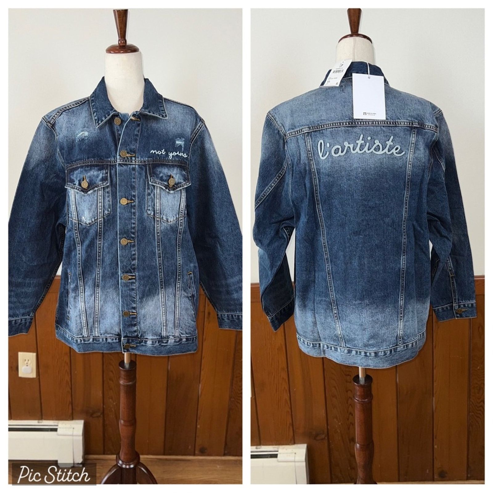 Free People Funky New Free People x Sandrine Rose L’artiste Denim Jacket Size M / US 6-8 / IT 42-44 - 1 Thumbnail