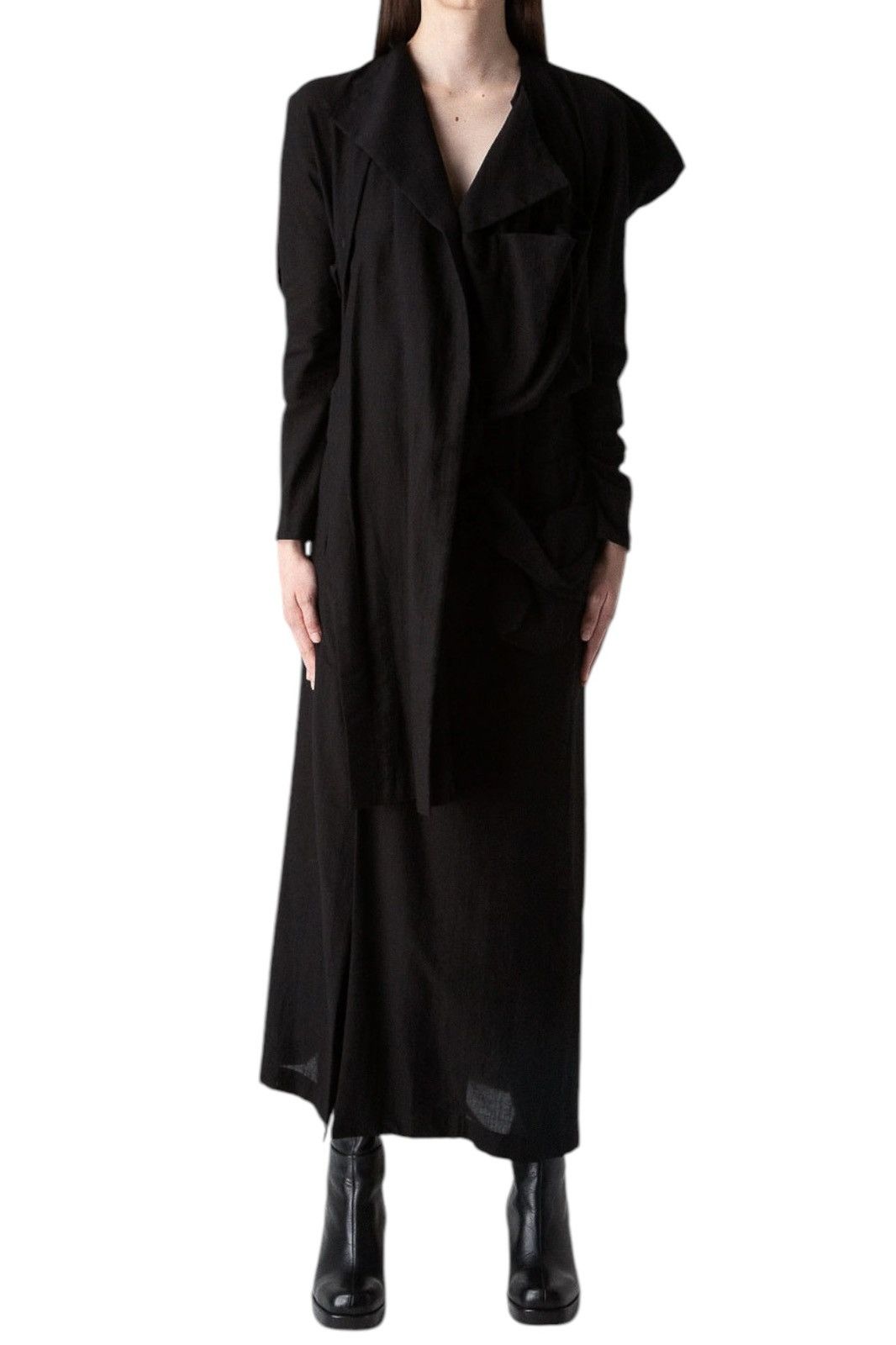 Yohji Yamamoto Asymmetric Duster Shoulder Pad Armor Dress Size S / US 4 / IT 40 - 1 Thumbnail
