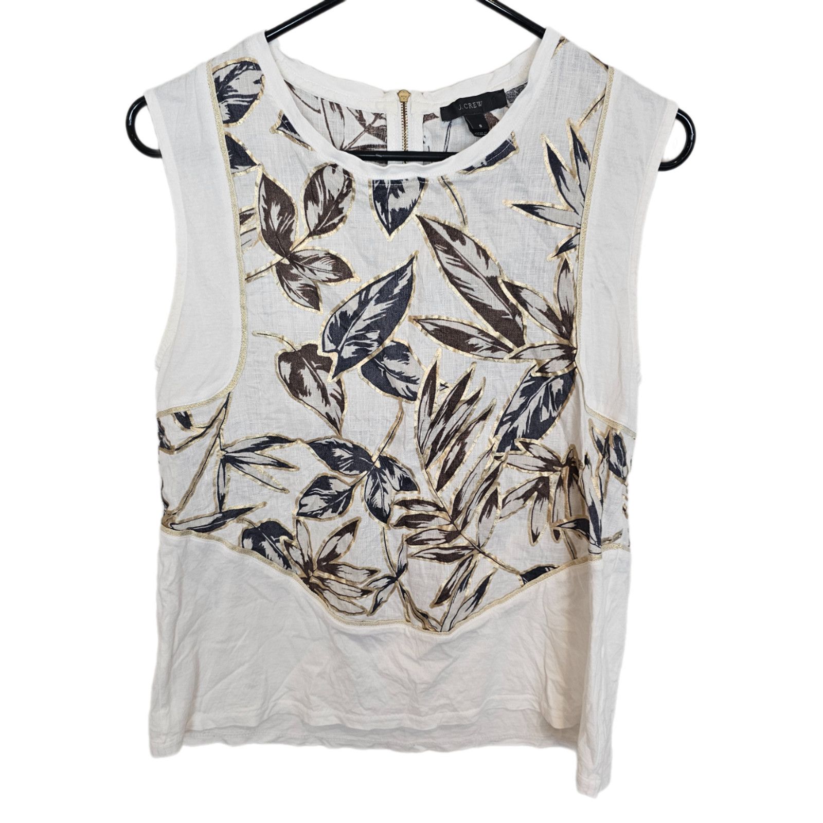 J.Crew J Crew Womens Floral Metallic Tank Top Size S Leaf Print Size S / US 4 / IT 40 - 1 Thumbnail