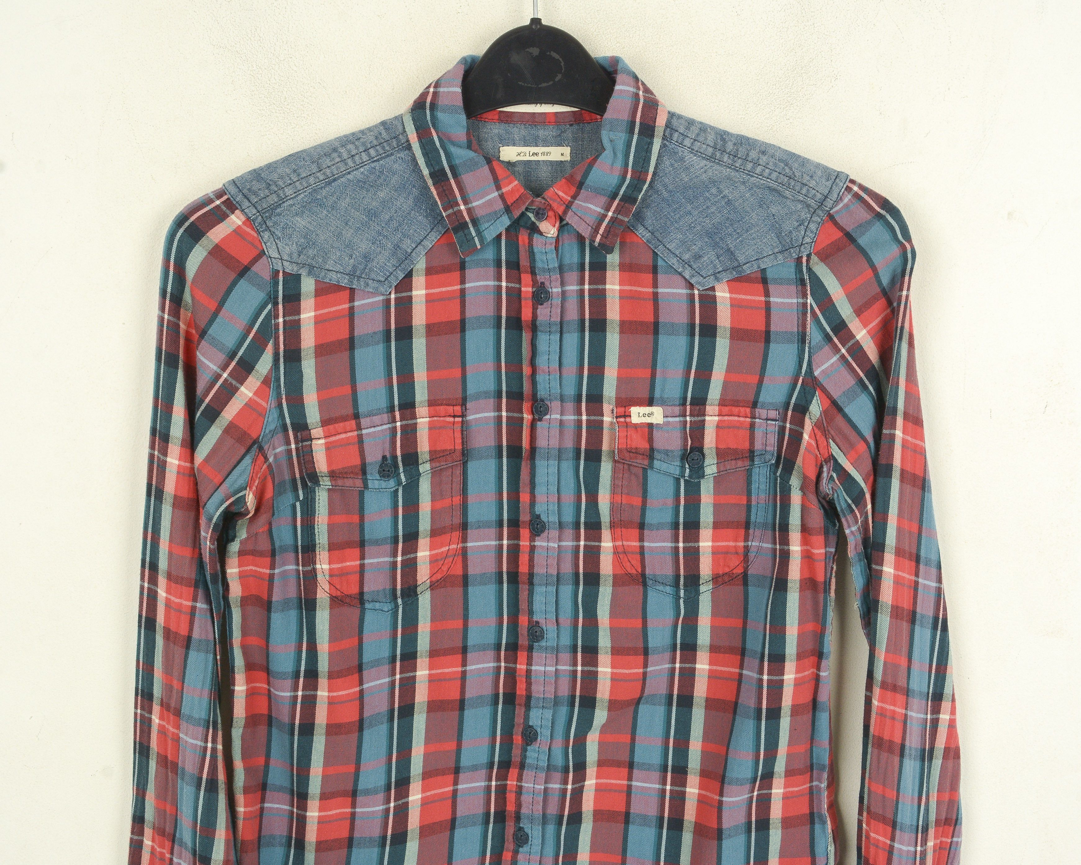 Lee Women M Plaid Shirt Long Sleeve Button Up Checked Western Size M / US 6-8 / IT 42-44 - 2 Thumbnail