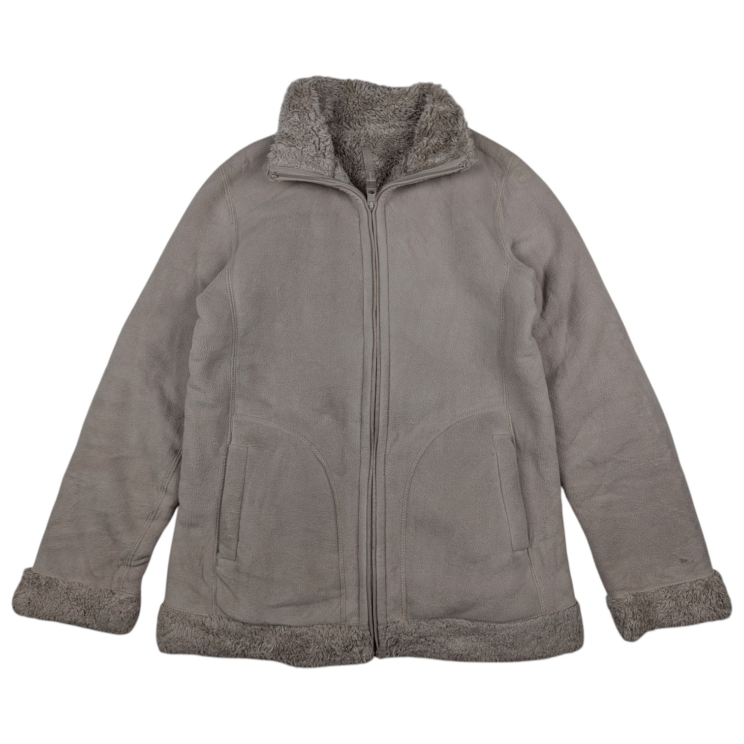 Uniqlo 2000's UNIQLO Reversible Grey Faux Fur Winter Fleece Jacket Size S / US 4 / IT 40 - 4 Thumbnail