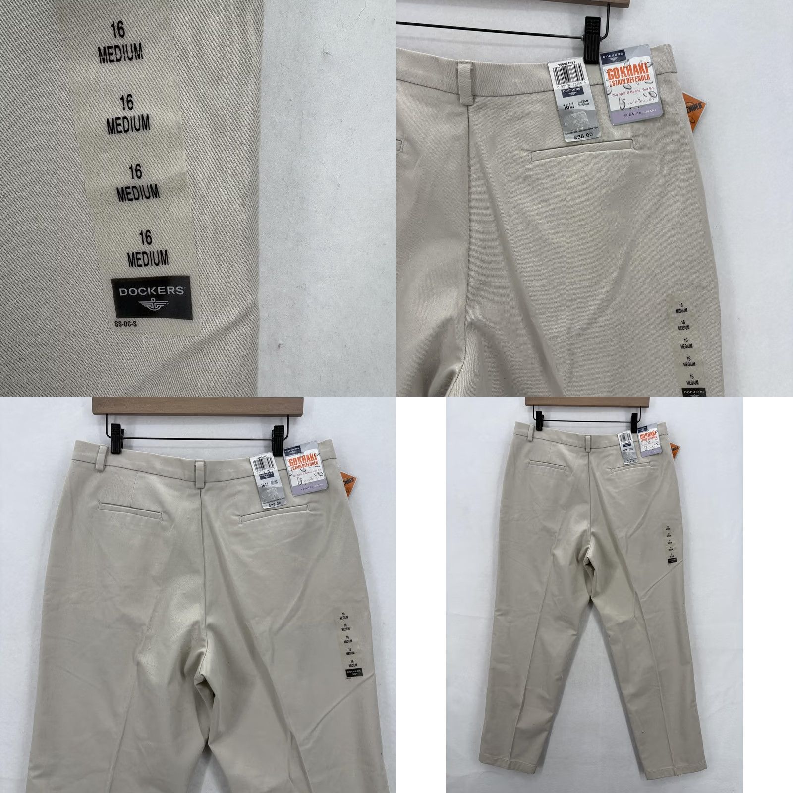 Dockers Dockers Go Khaki Stain Defender Pants Womens 16 Beige Pleated Tapered Twill Work Pants Size 38" / US 16 / IT 52 - 9 Thumbnail