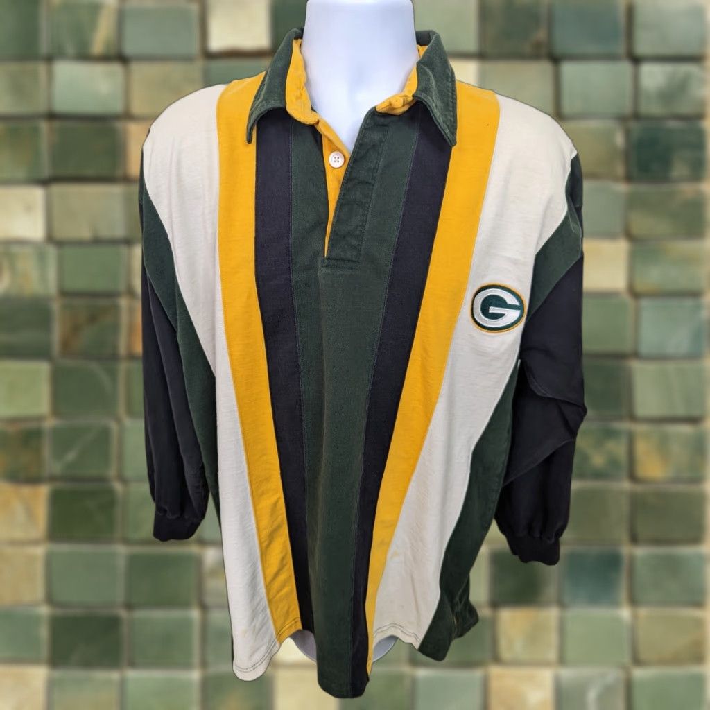 Logo 7 VINTAGE Green Bay Packers Mens L Shirt NFL Game Day Logo 7 Polo Rugby Henley L7S Size US L / EU 52-54 / 3 - 1 Thumbnail